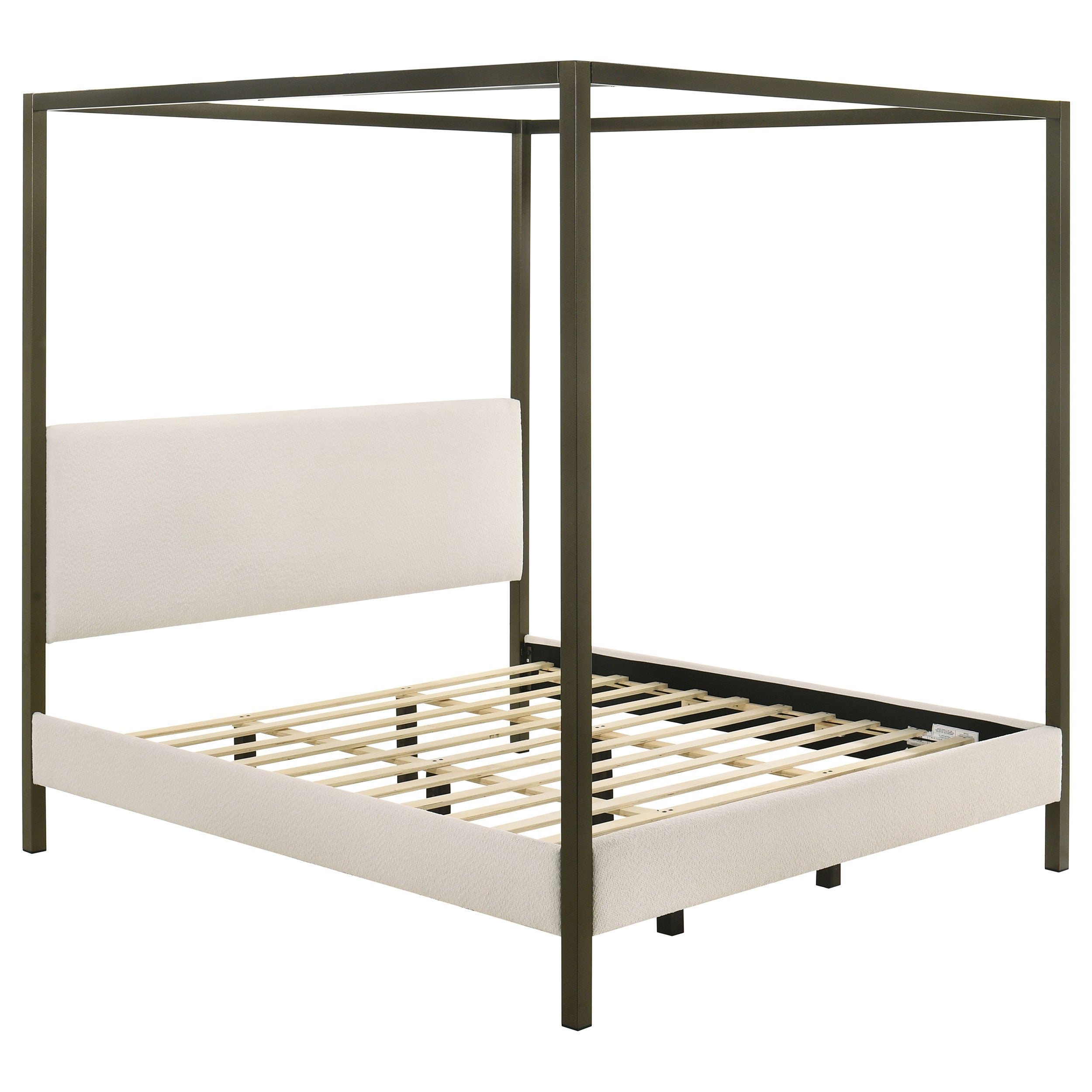 Monroe Upholstered Eastern King Canopy Bed Vanilla-