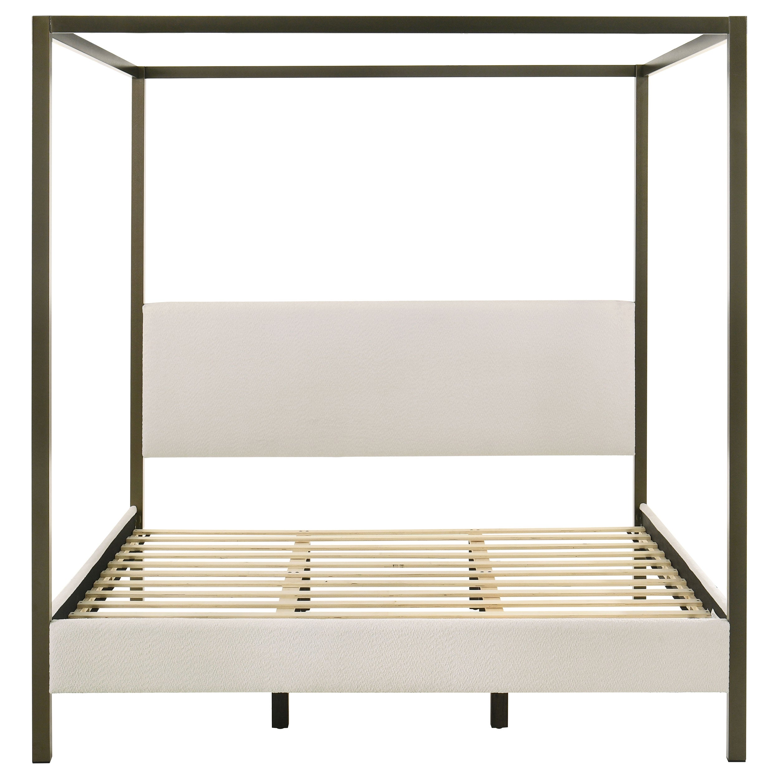 Monroe Upholstered Eastern King Canopy Bed Vanilla-