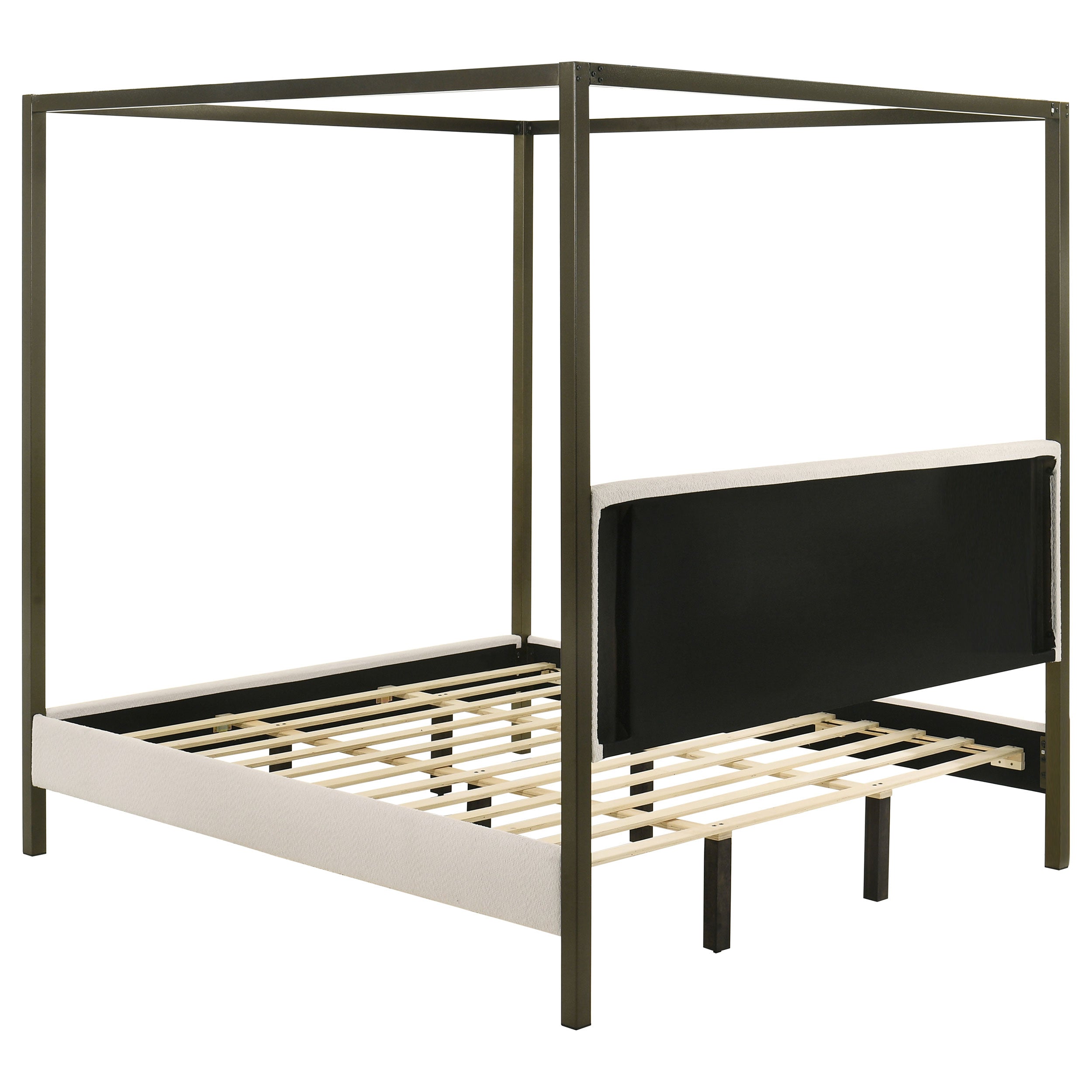 Monroe Upholstered Eastern King Canopy Bed Vanilla-