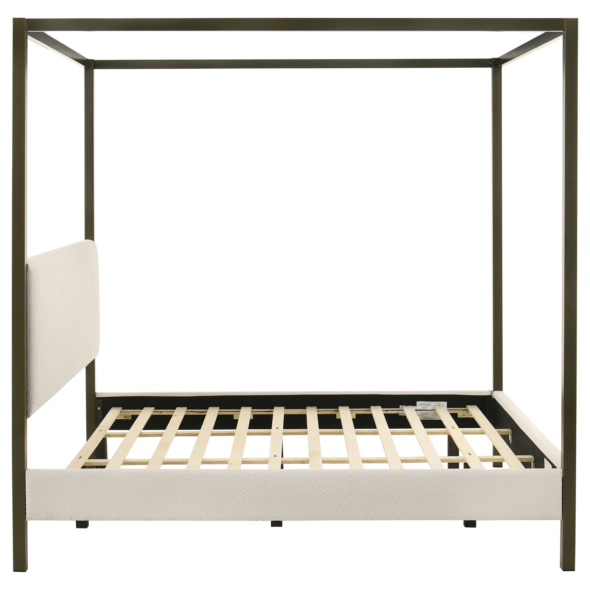 Monroe Upholstered Eastern King Canopy Bed Vanilla-