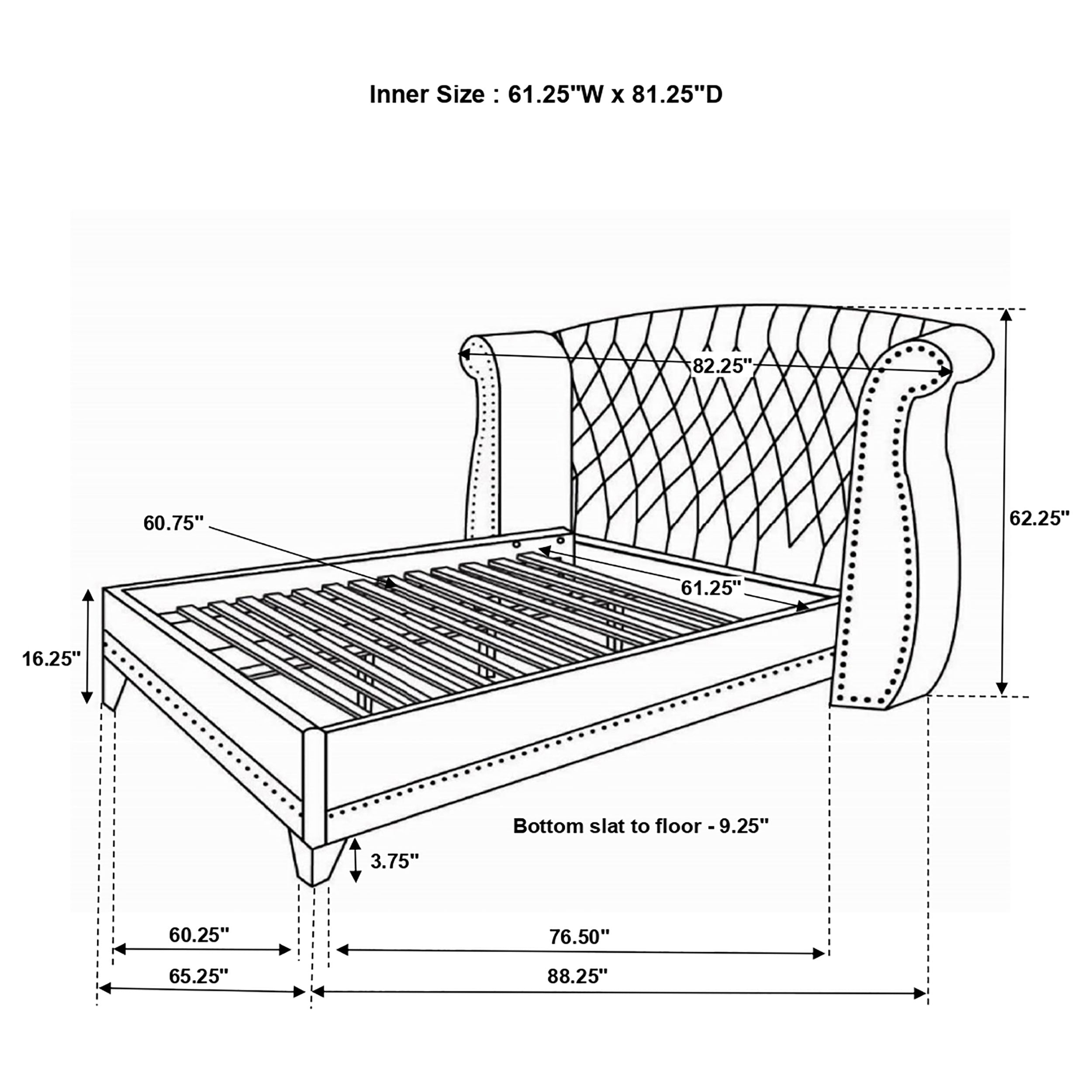Barzini Upholstered Queen Wingback Bed White-CoasterEveryday