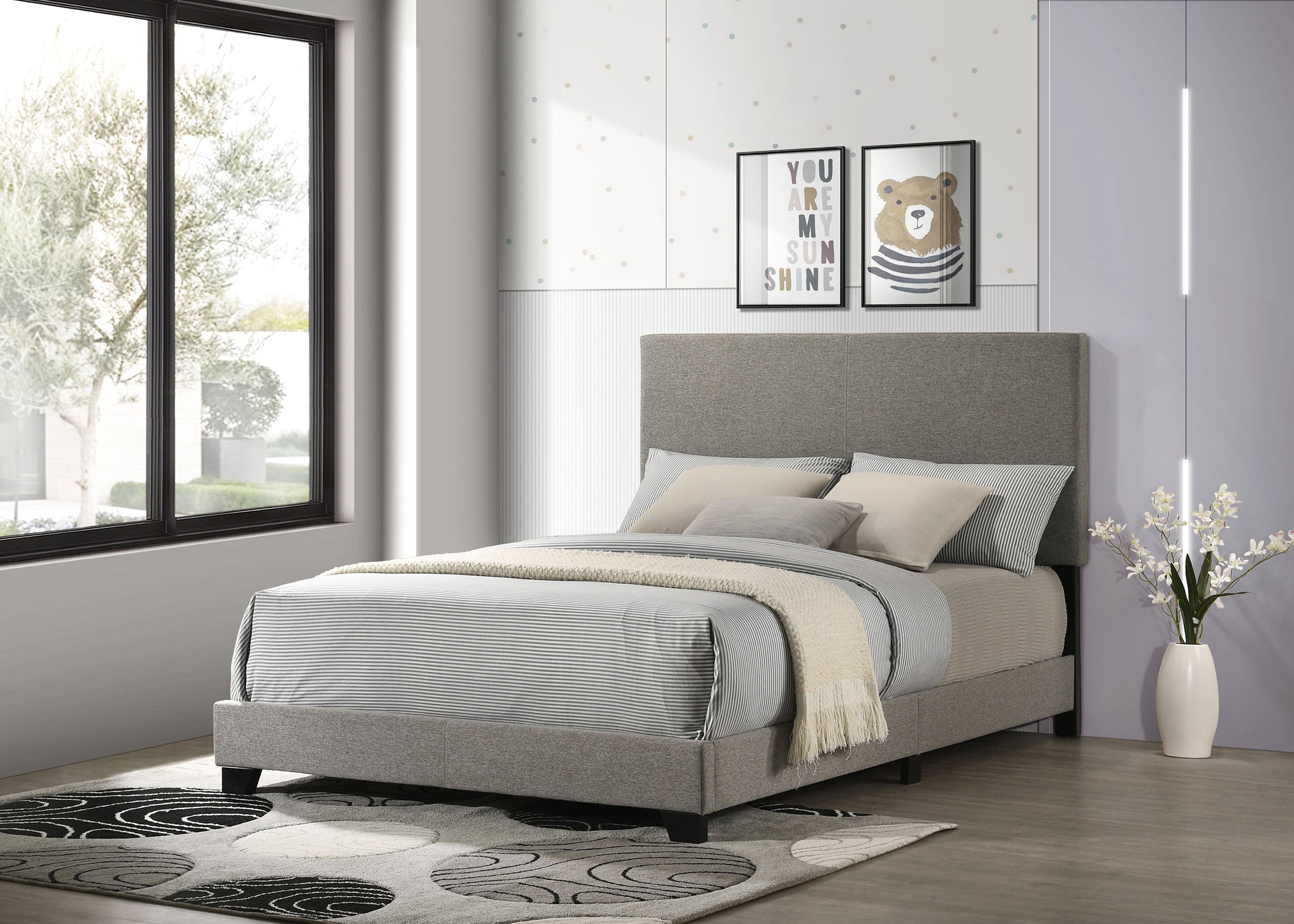 Dorian Fabric Upholstered Full Panel Bed Taupe-