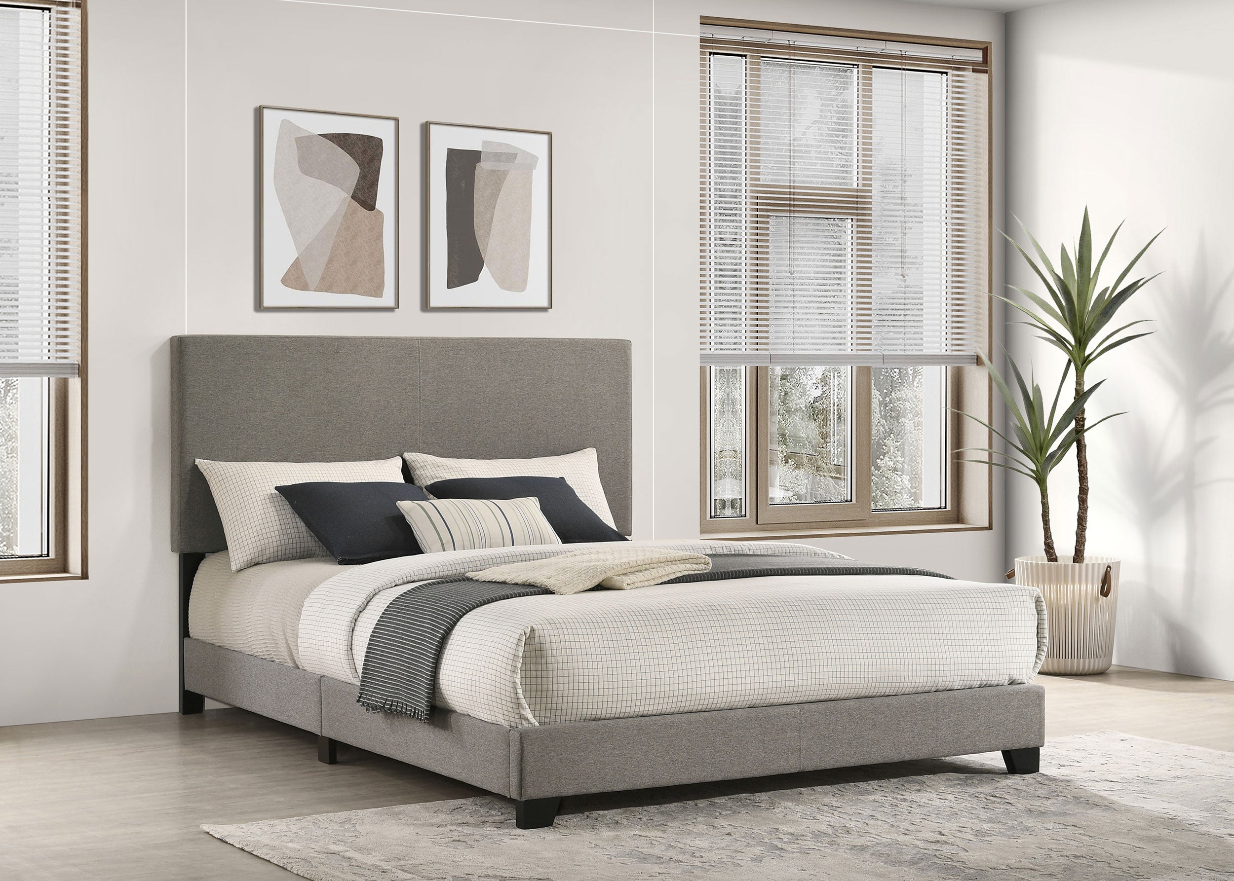 Dorian Fabric Upholstered Queen Panel Bed Taupe-