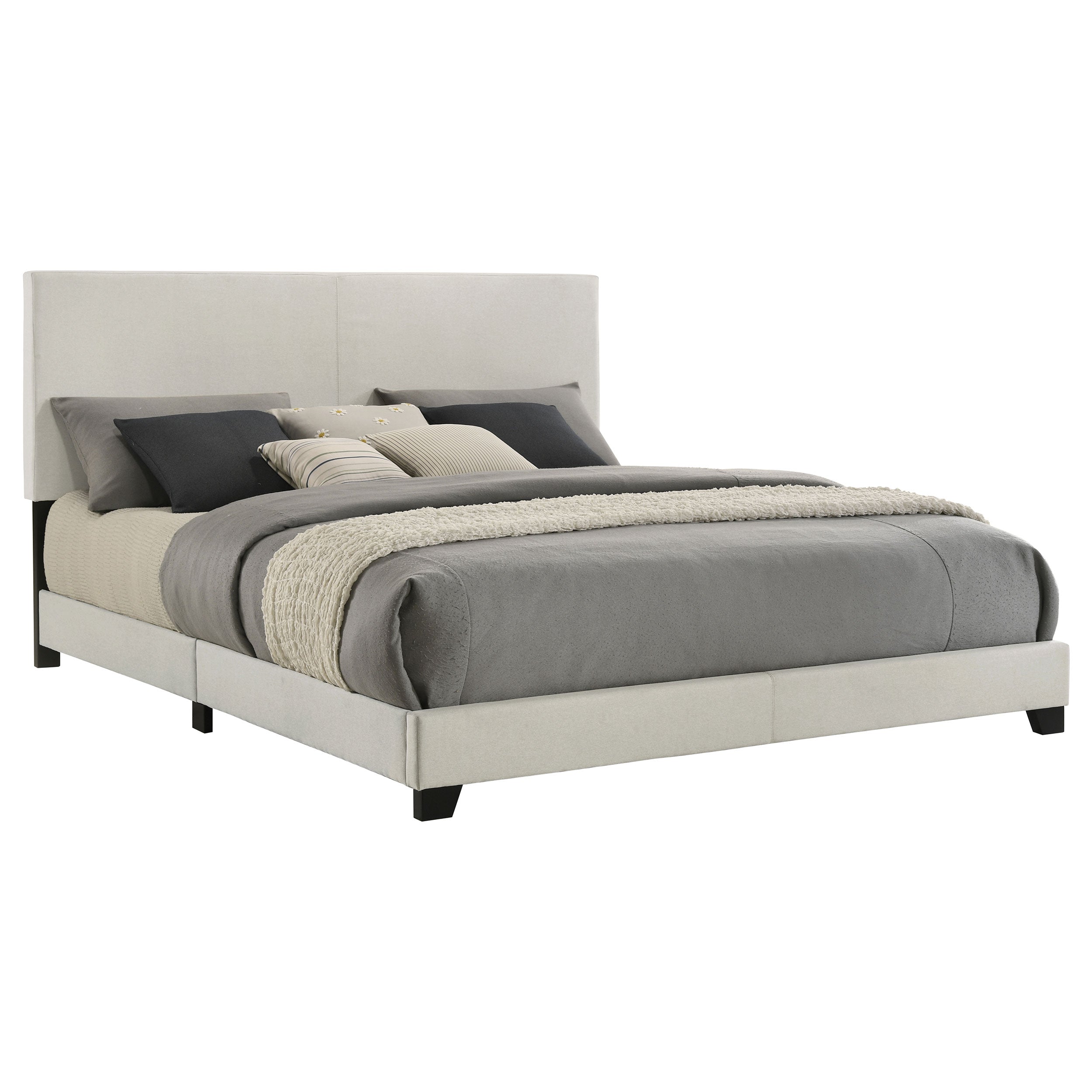 Dorian Fabric Upholstered Eastern King Panel Bed Cream-