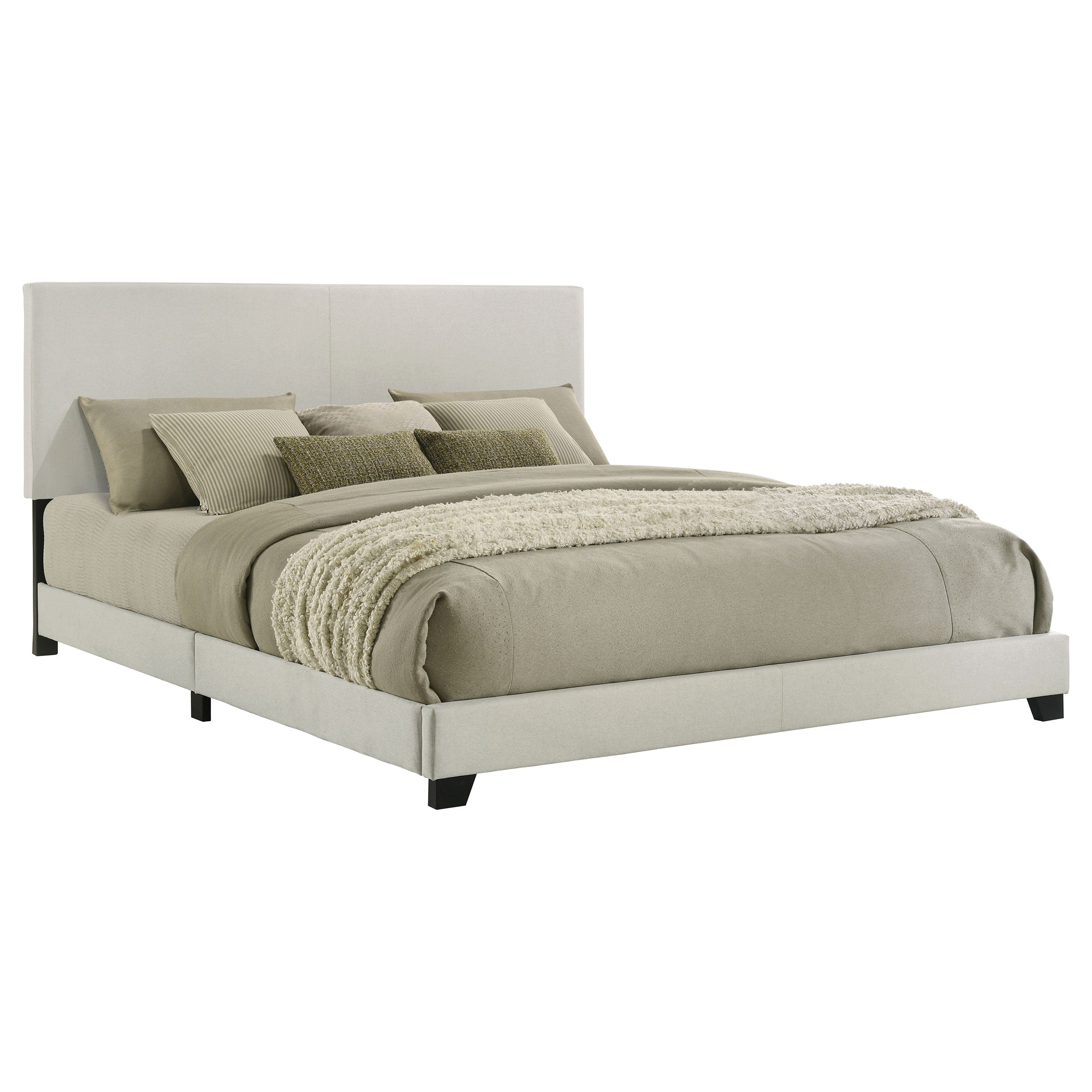 Dorian Fabric Upholstered California King Panel Bed Cream-