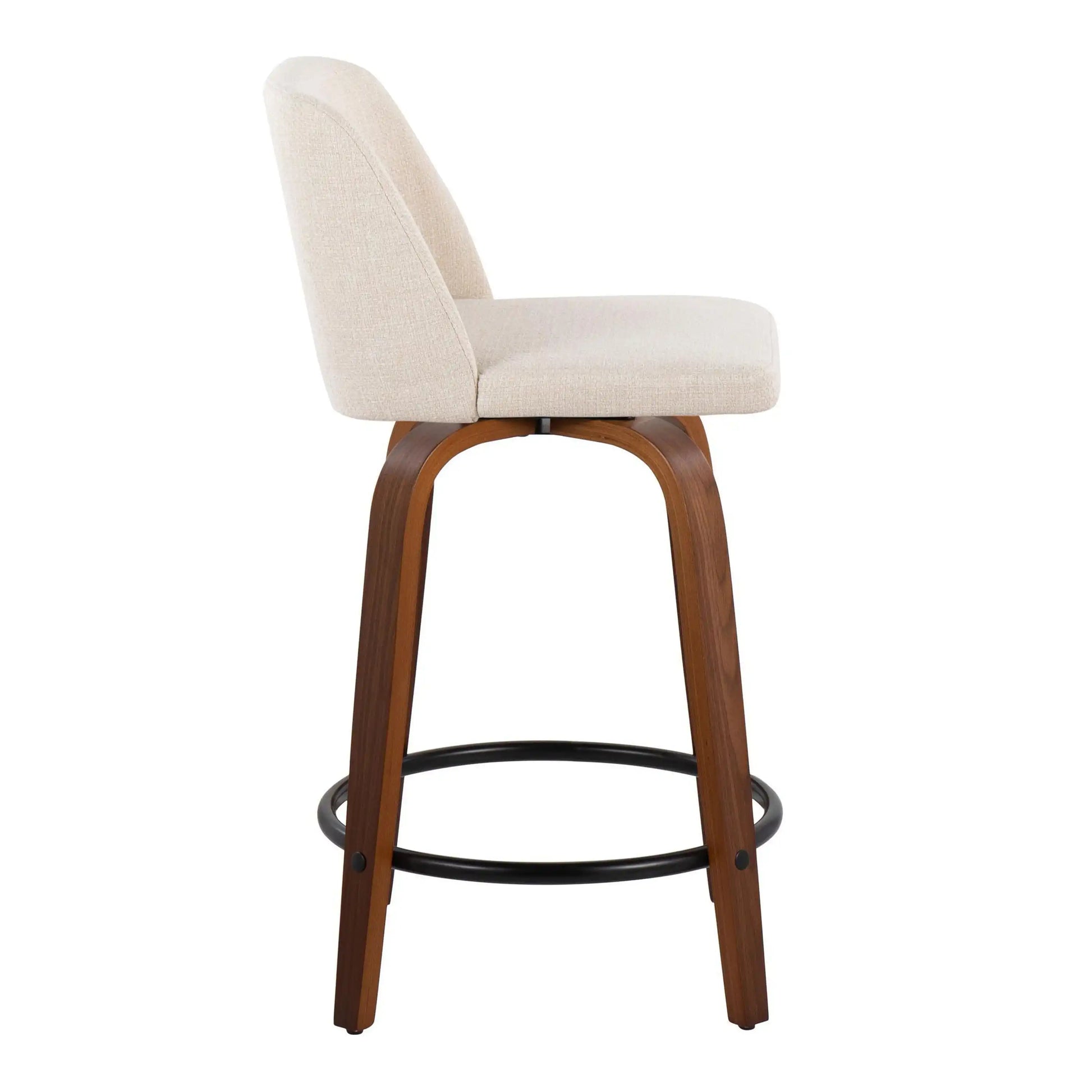 Toriano - Mid Century Modern, Fixed Height Counter Stool & Swivel And Round Footrest (Set of 2) - Best Buy Furniture