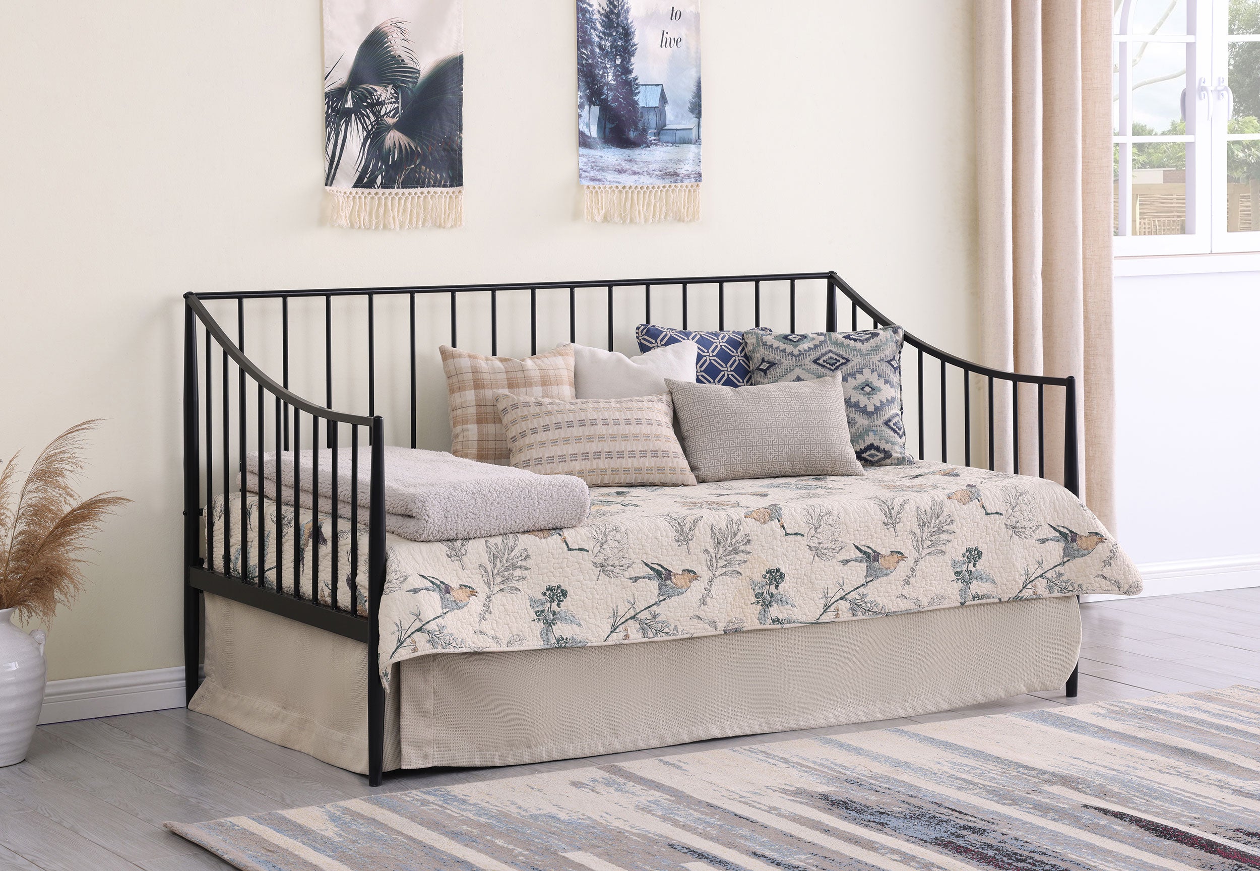 Newbury Metal Twin Daybed Bed Frame Matte Black-