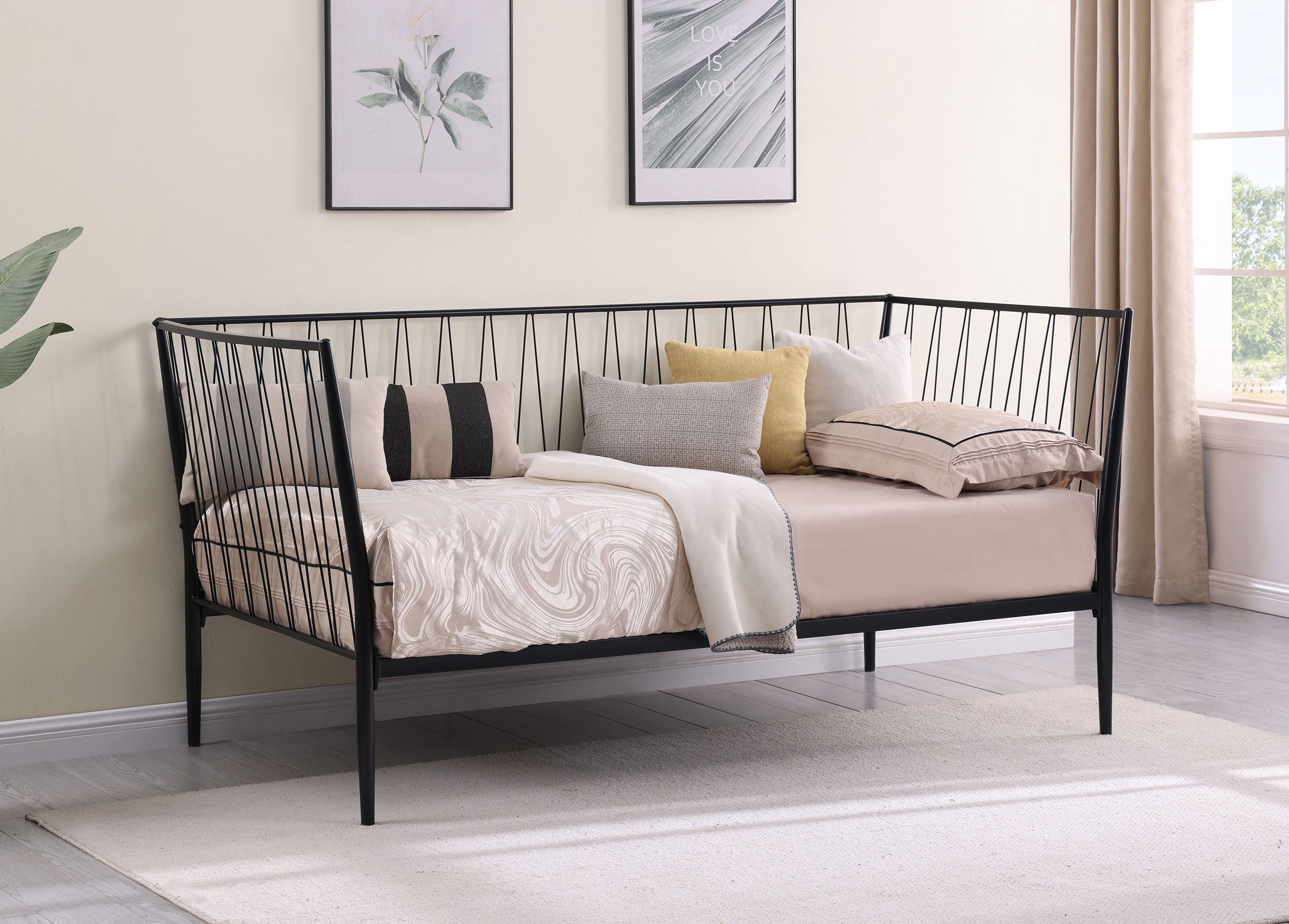 Richland Metal Twin Daybed Bed Frame Matte Black-