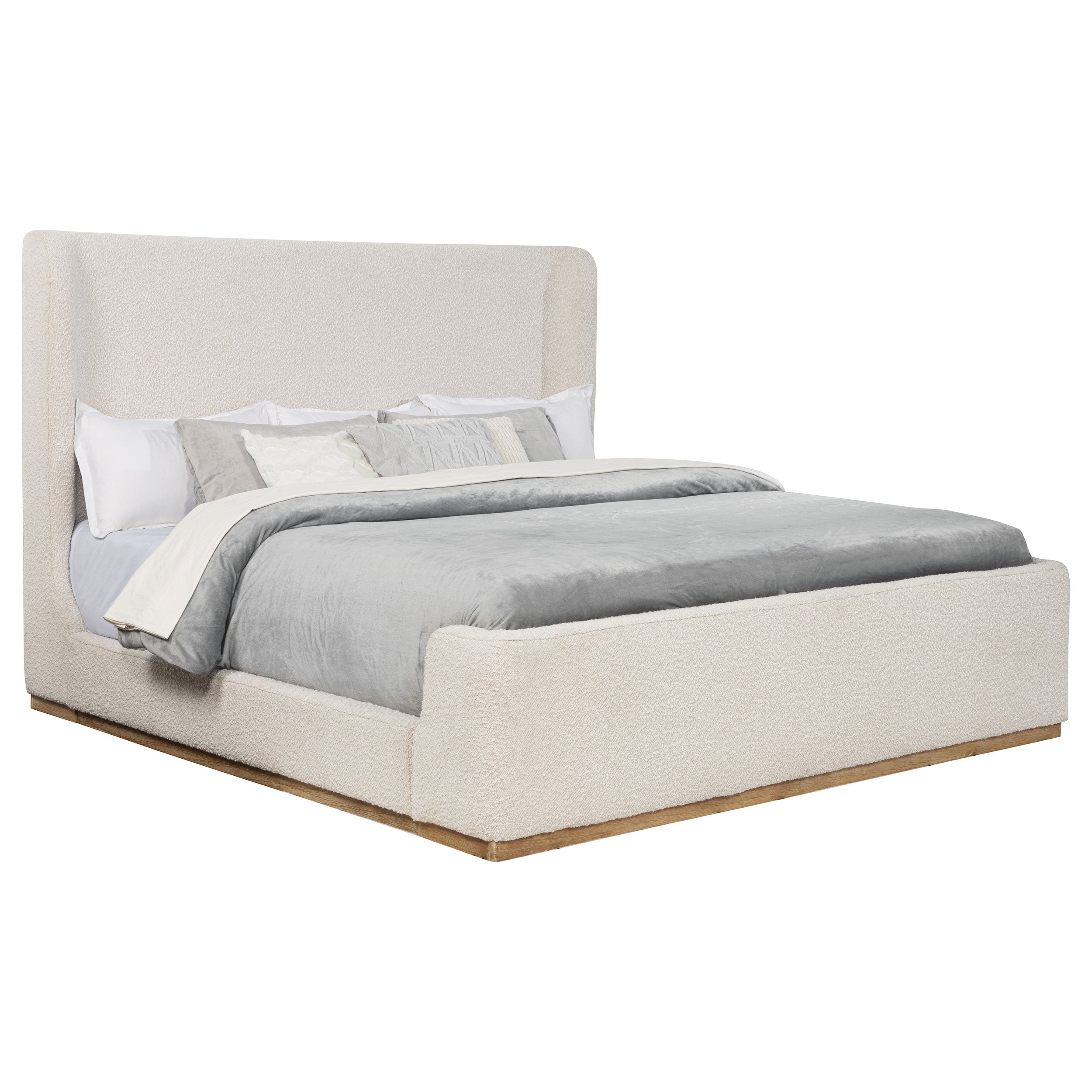 Nala Upholstered Eastern King Sleigh Bed Cream-
