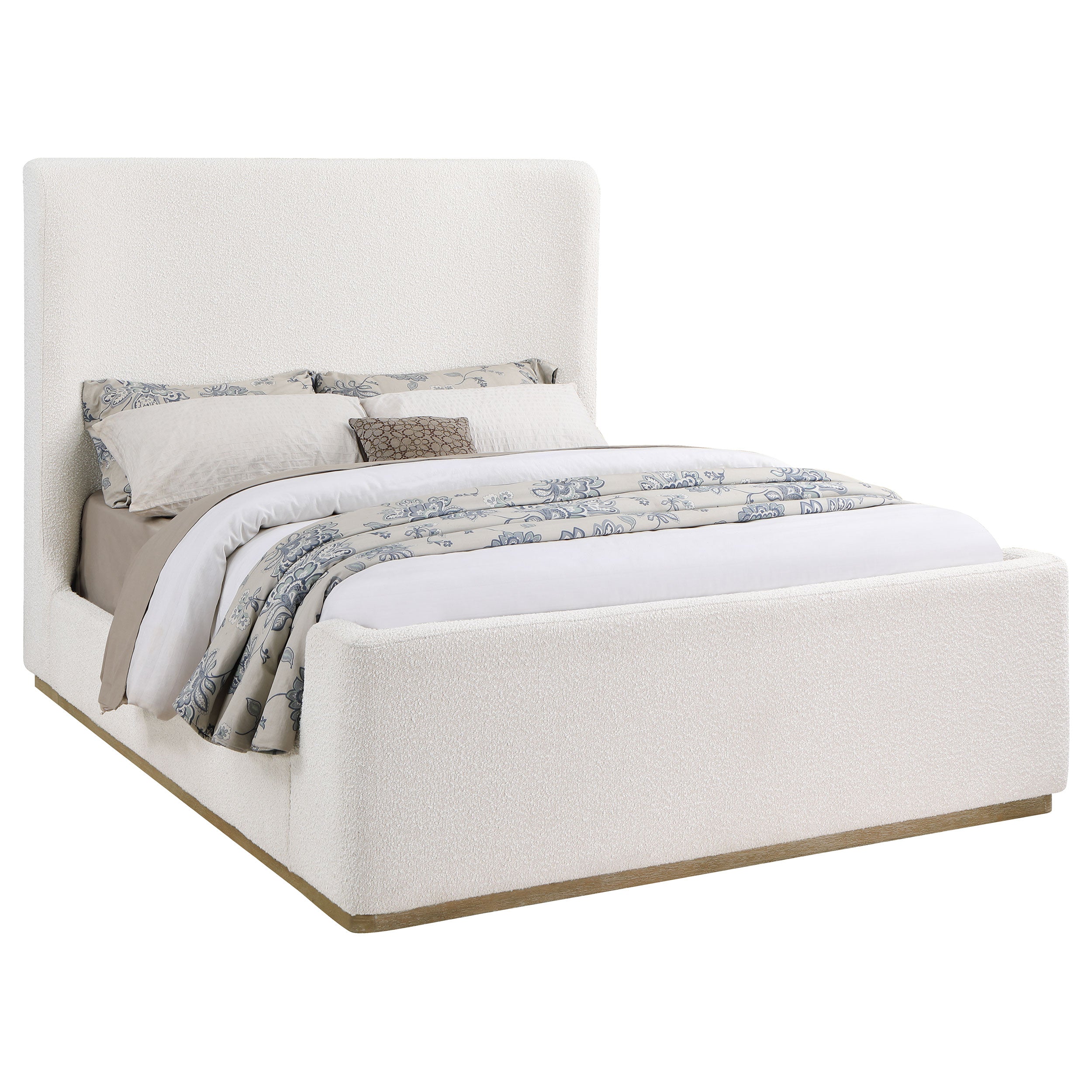 Nala Upholstered Queen Sleigh Bed Cream-