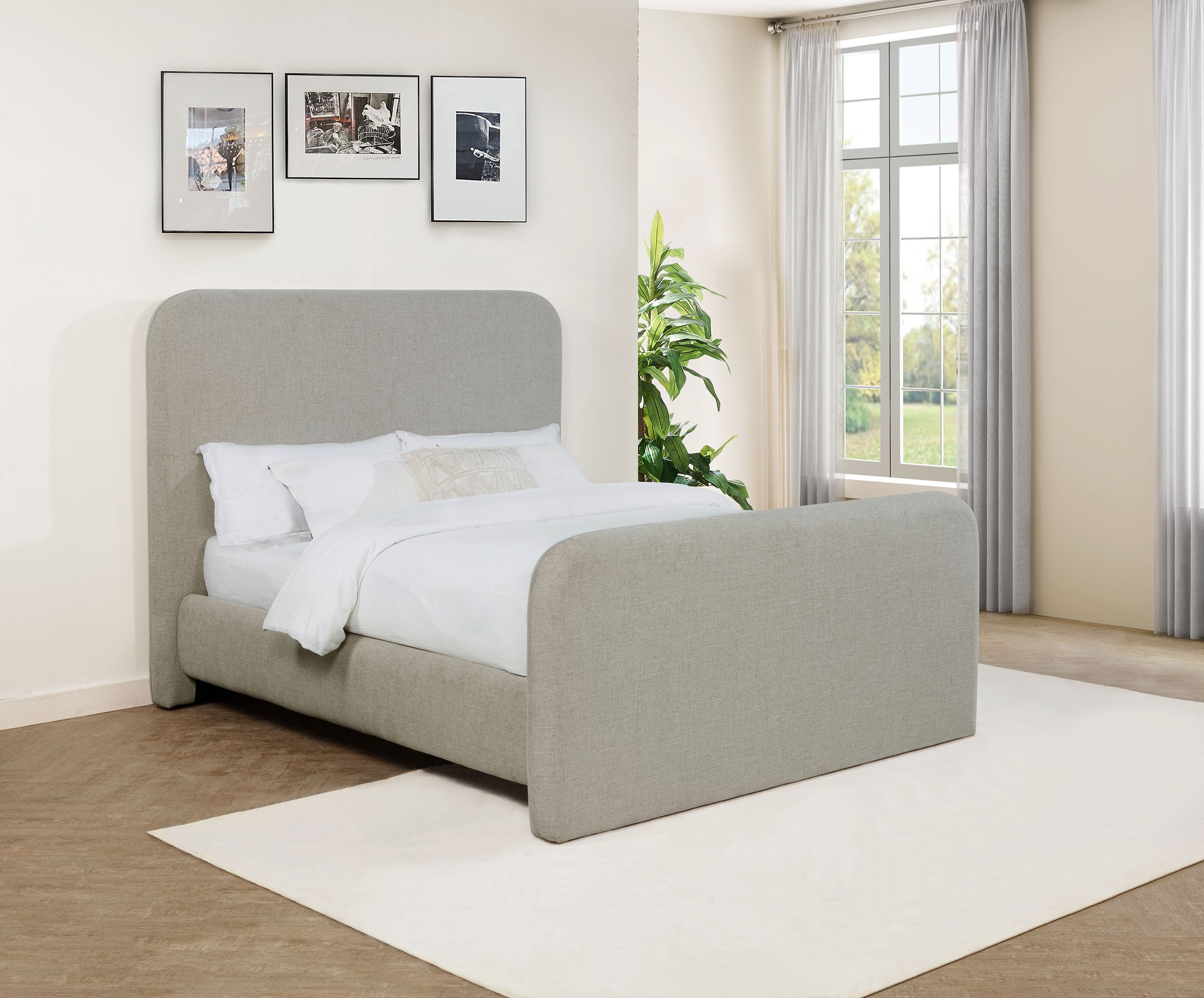 Wren Upholstered Queen Panel Bed Grey-