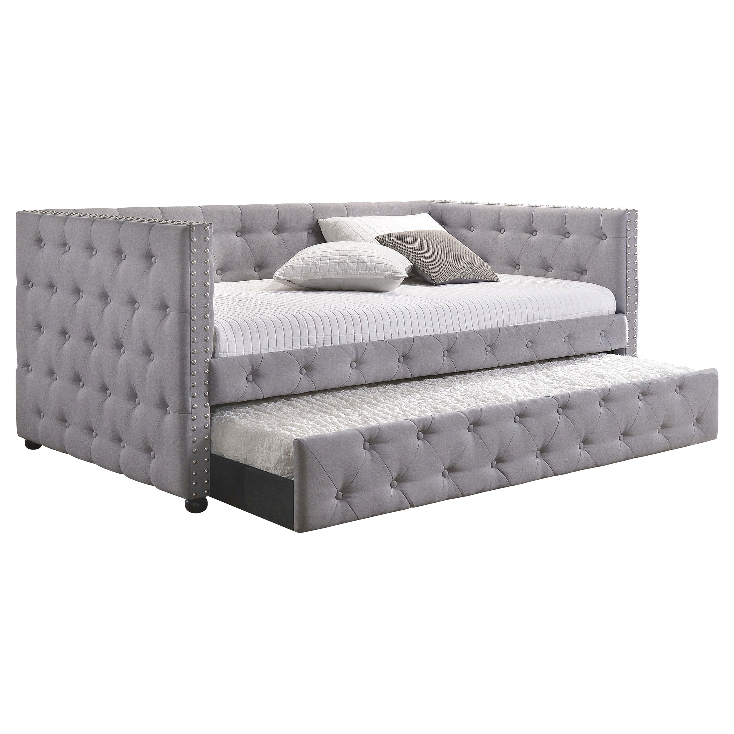 Mockern Upholstered Twin Daybed with Trundle Grey-CoasterEssence