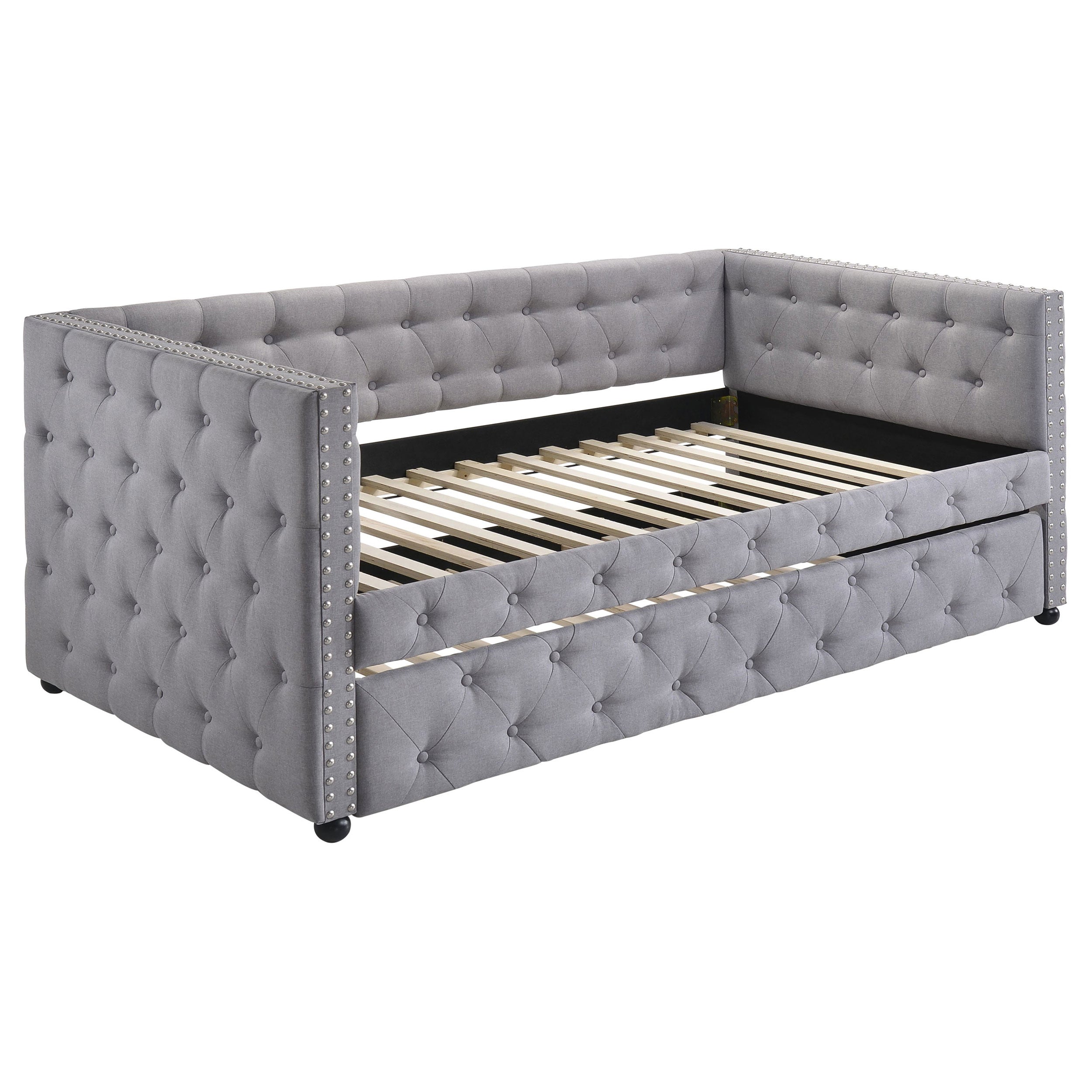 Mockern Upholstered Twin Daybed with Trundle Grey-CoasterEssence