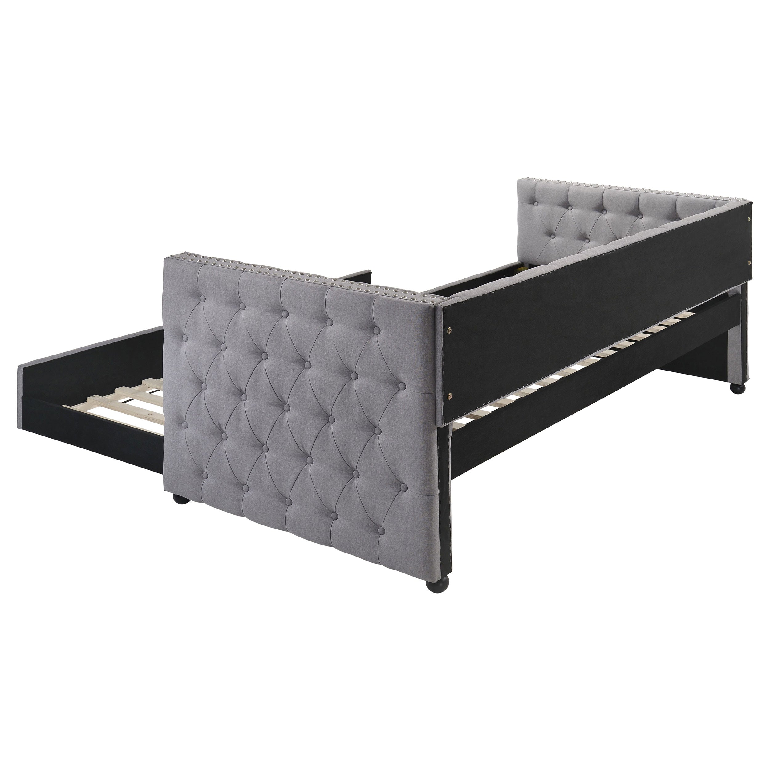 Mockern Upholstered Twin Daybed with Trundle Grey-CoasterEssence