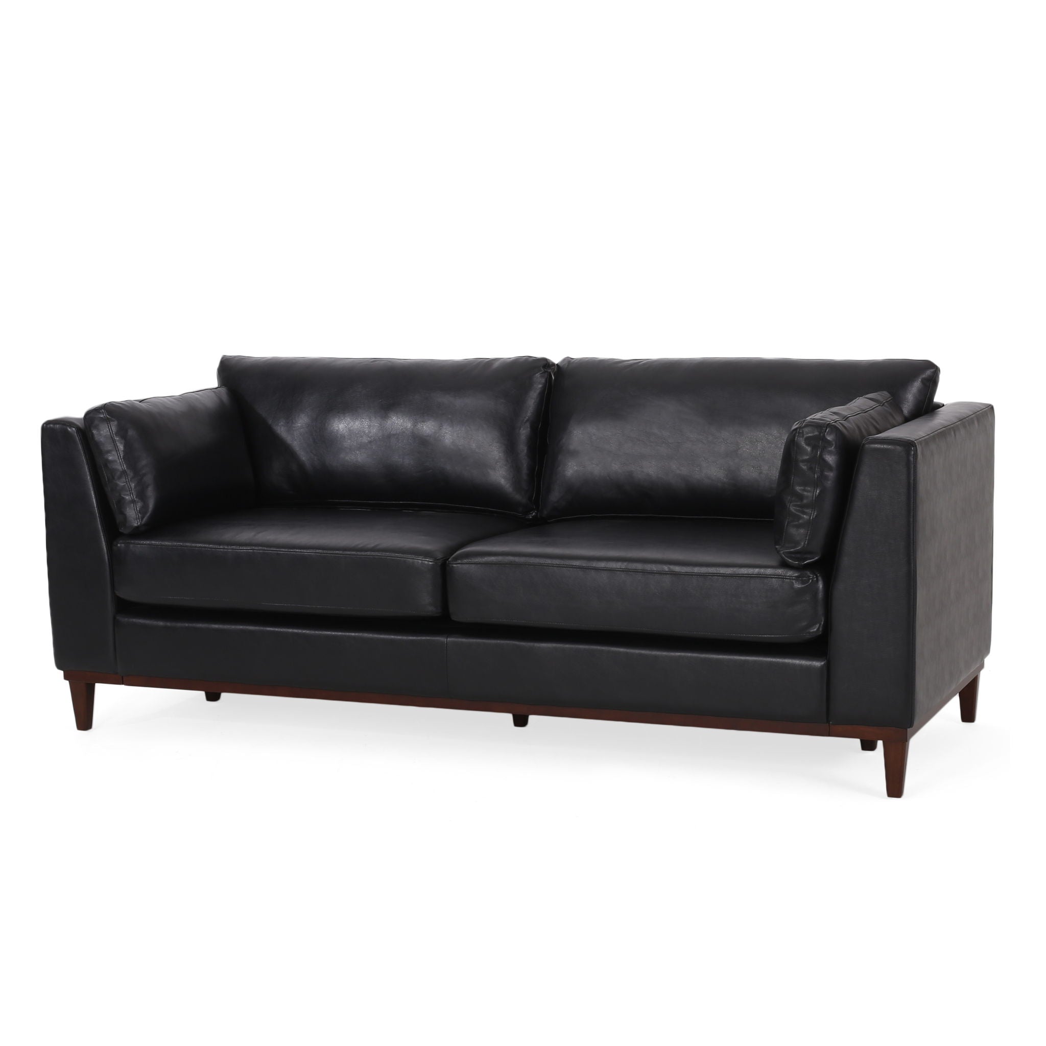 Contemporary 3 Seater Sofa With Tuxedo Arms - Black