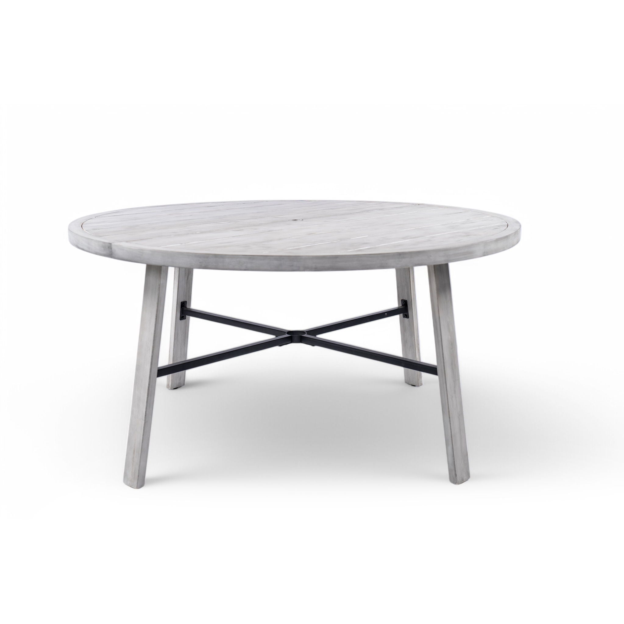 4 Person Outdoor Dining Set With Umbrella Hole And Removable Cushions For Patio - Gray