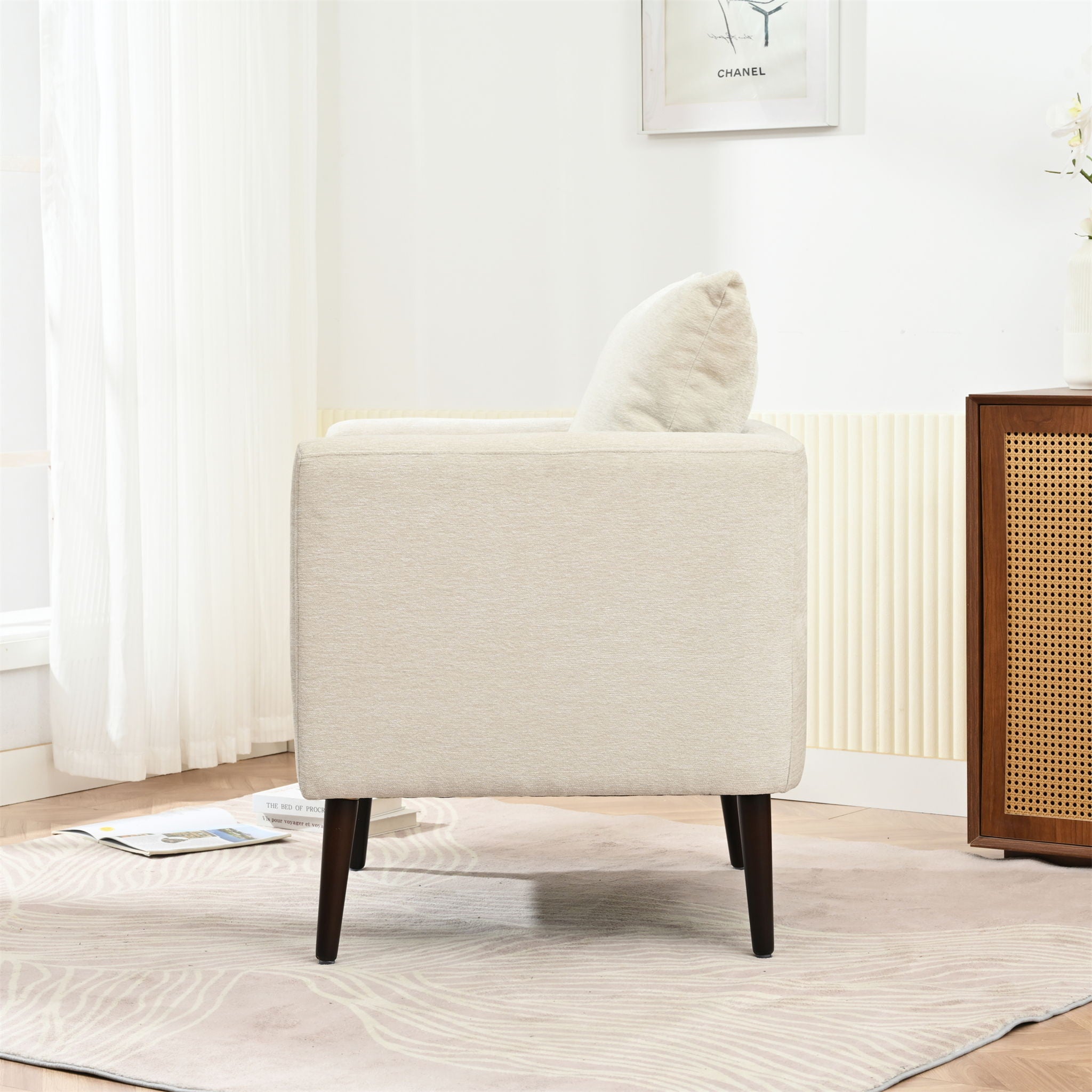 Modern Accent Upholstered Armchair With Pillow