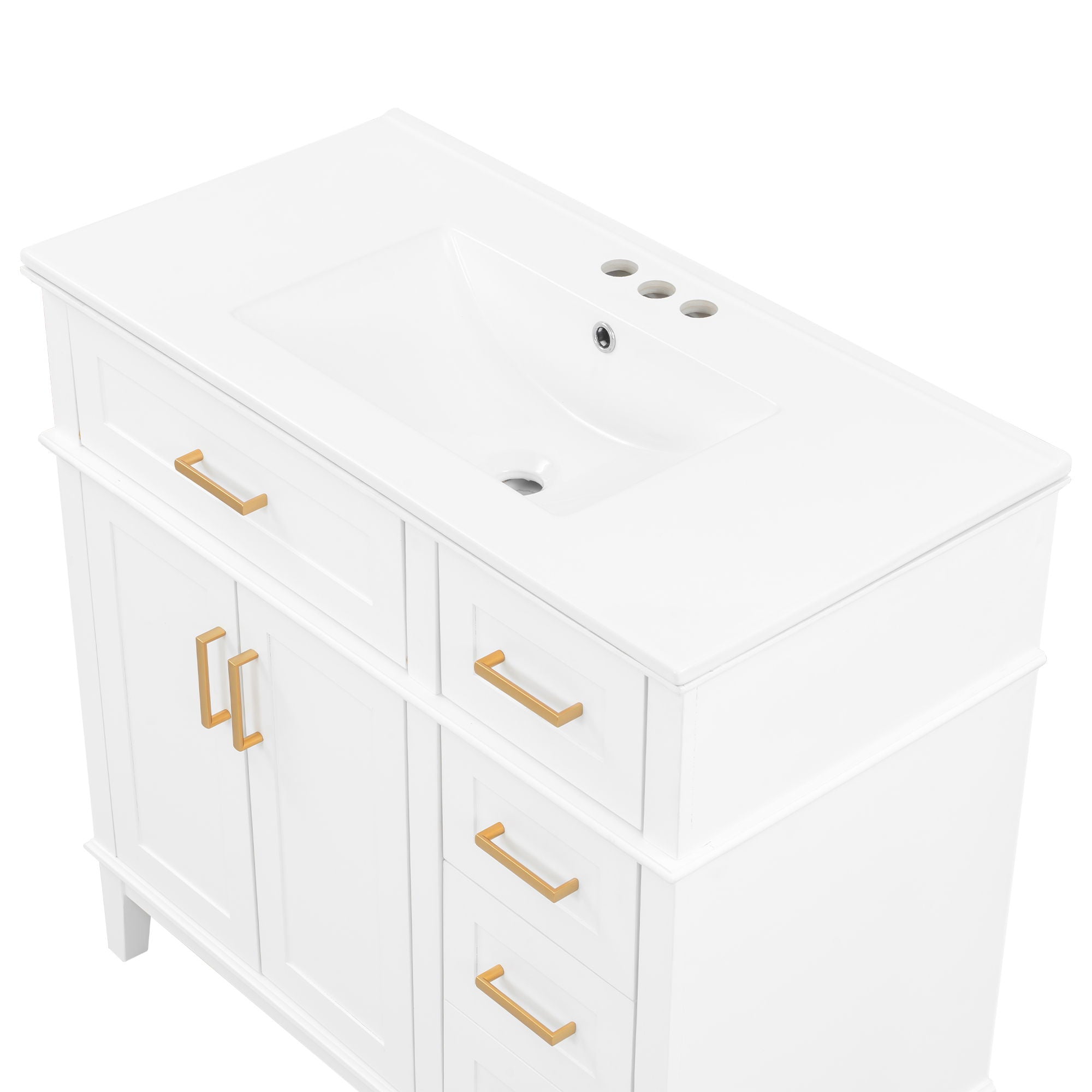 Bathroom Vanity With Sink, Soft Close Doors, 4 Storage Drawers