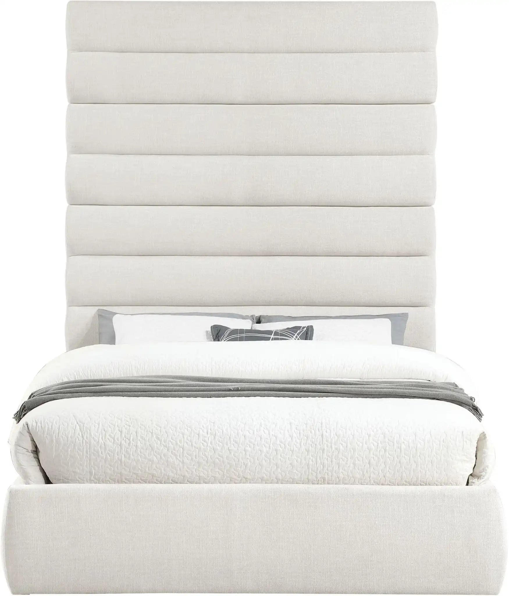 Adam - Linen Fabric Bed With 89" Headboard