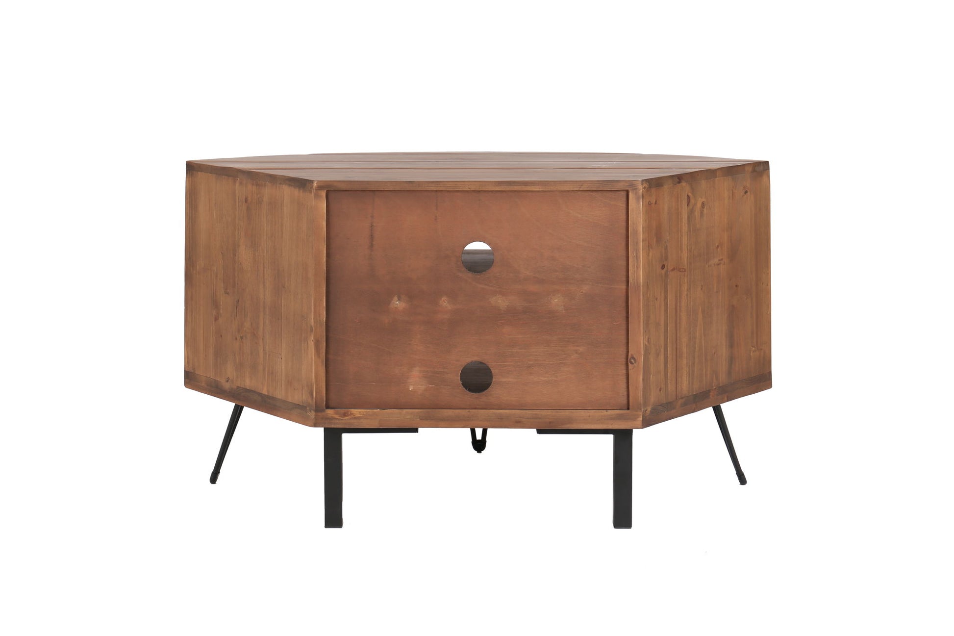 Fan Shape Reclaimed Wood Corner Media Table For Living Room Wise Use Your Space - Natural - Best Buy Furniture