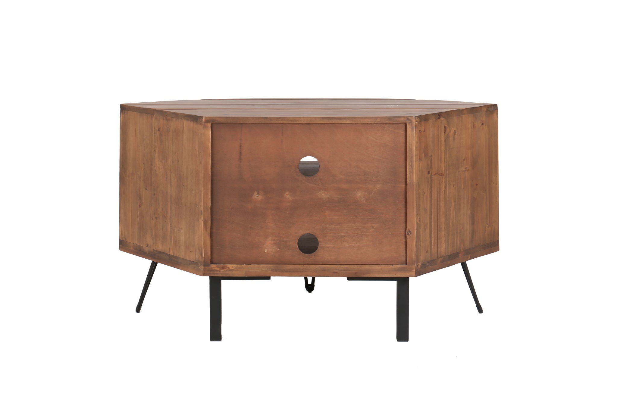 Fan Shape Reclaimed Wood Corner Media Table For Living Room Wise Use Your Space - Natural - Best Buy Furniture