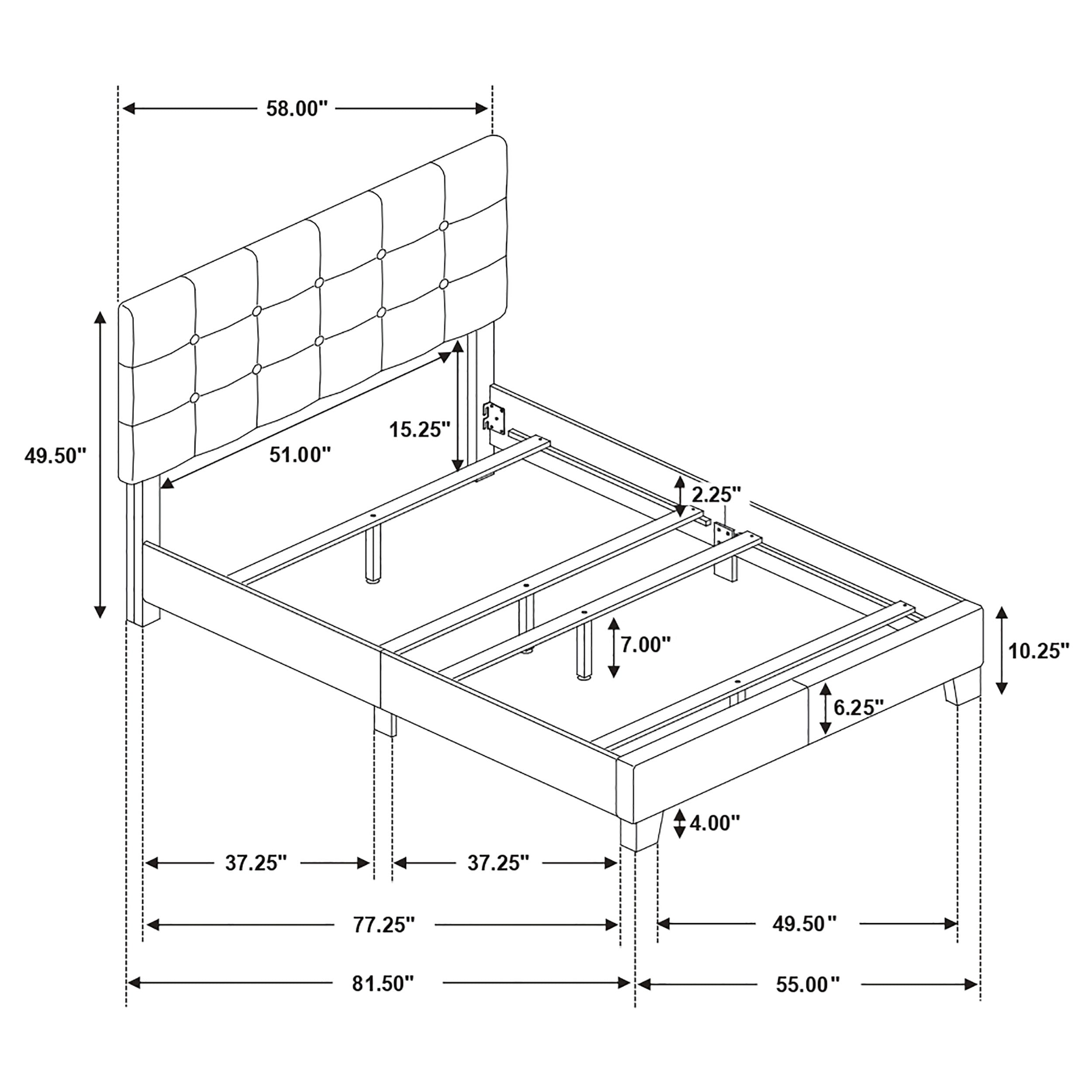 Mapes Upholstered Full Panel Bed Charcoal-CoasterEveryday
