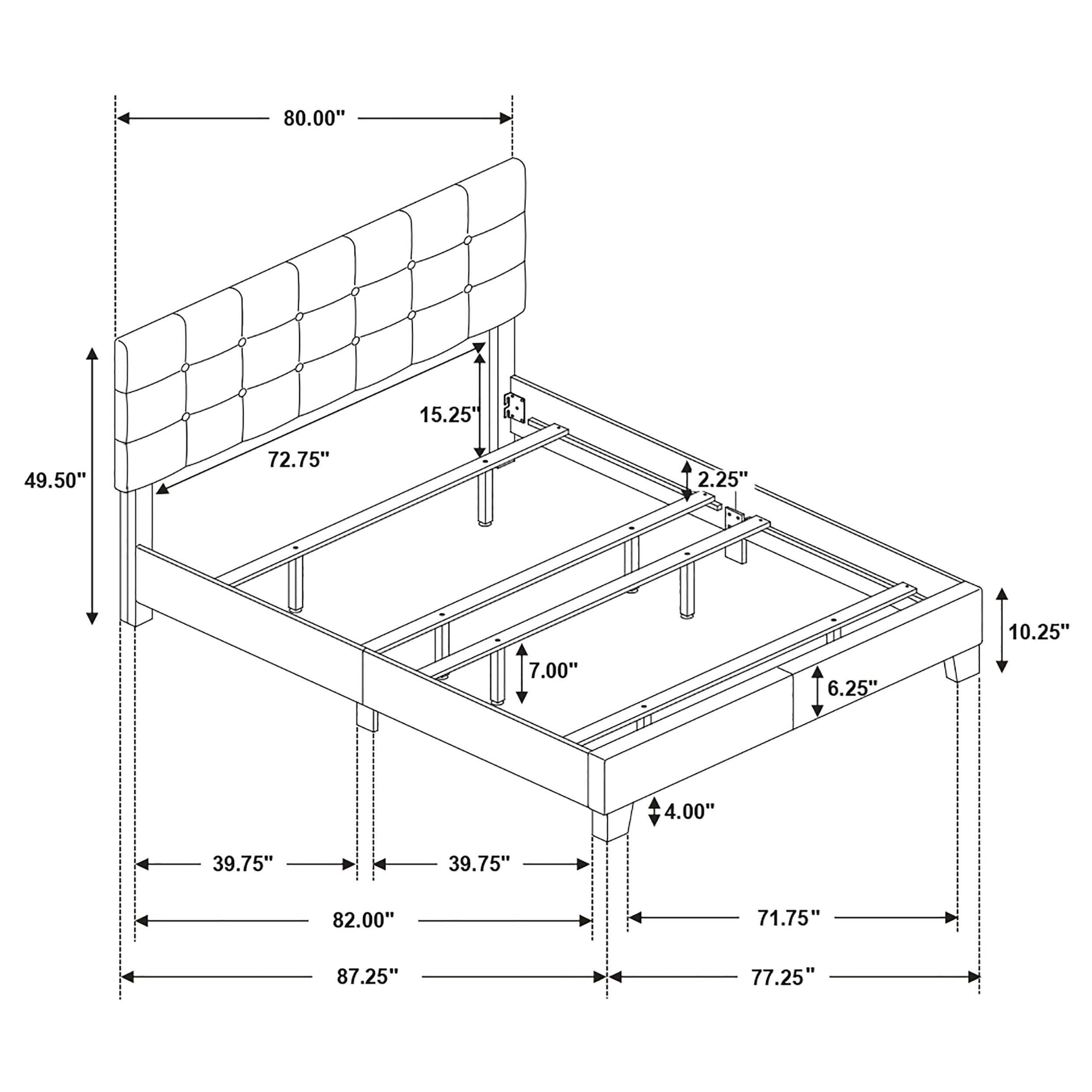 Mapes Upholstered Eastern King Panel Bed Charcoal-CoasterEveryday