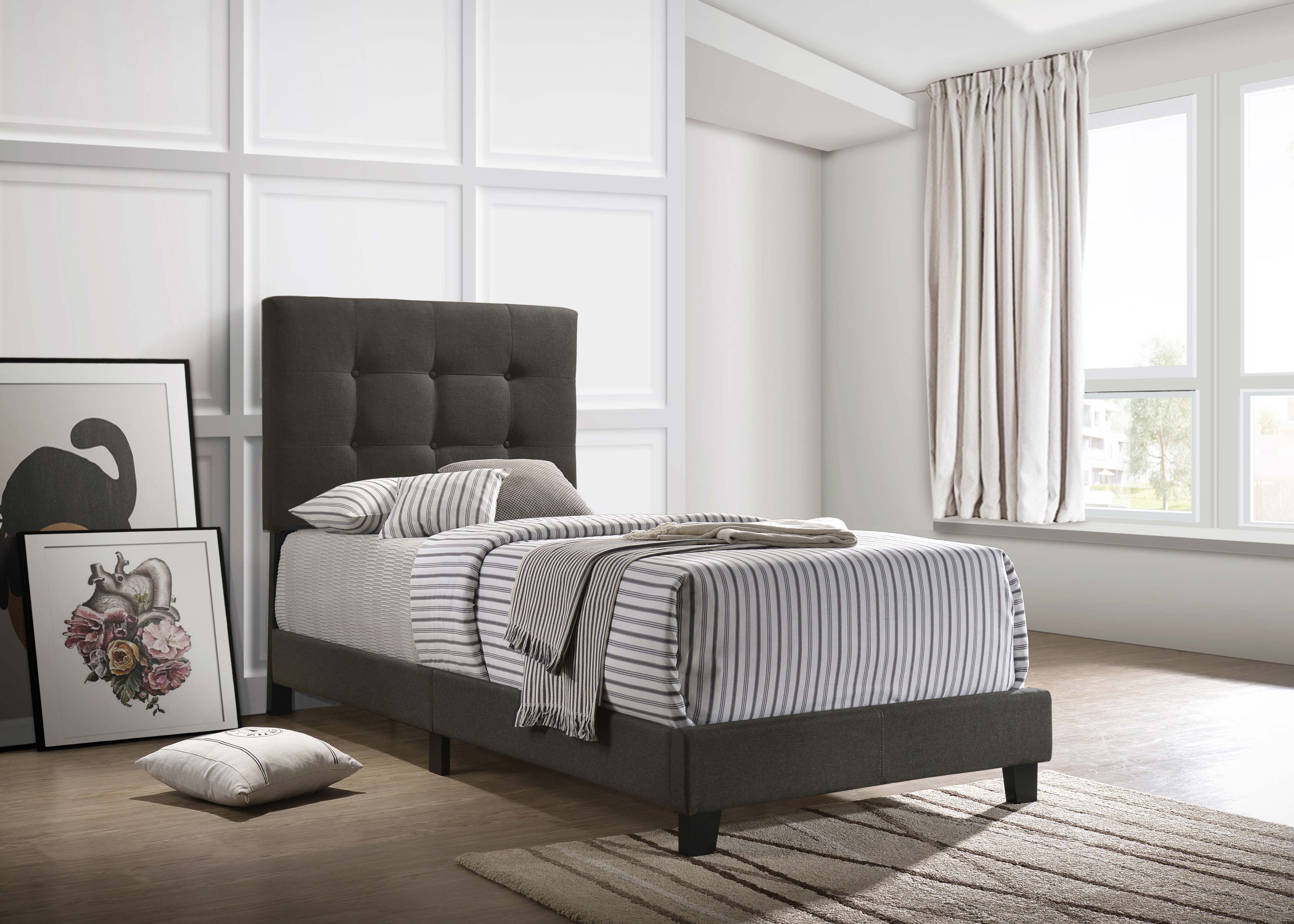Mapes Upholstered Twin Panel Bed Charcoal-CoasterEveryday
