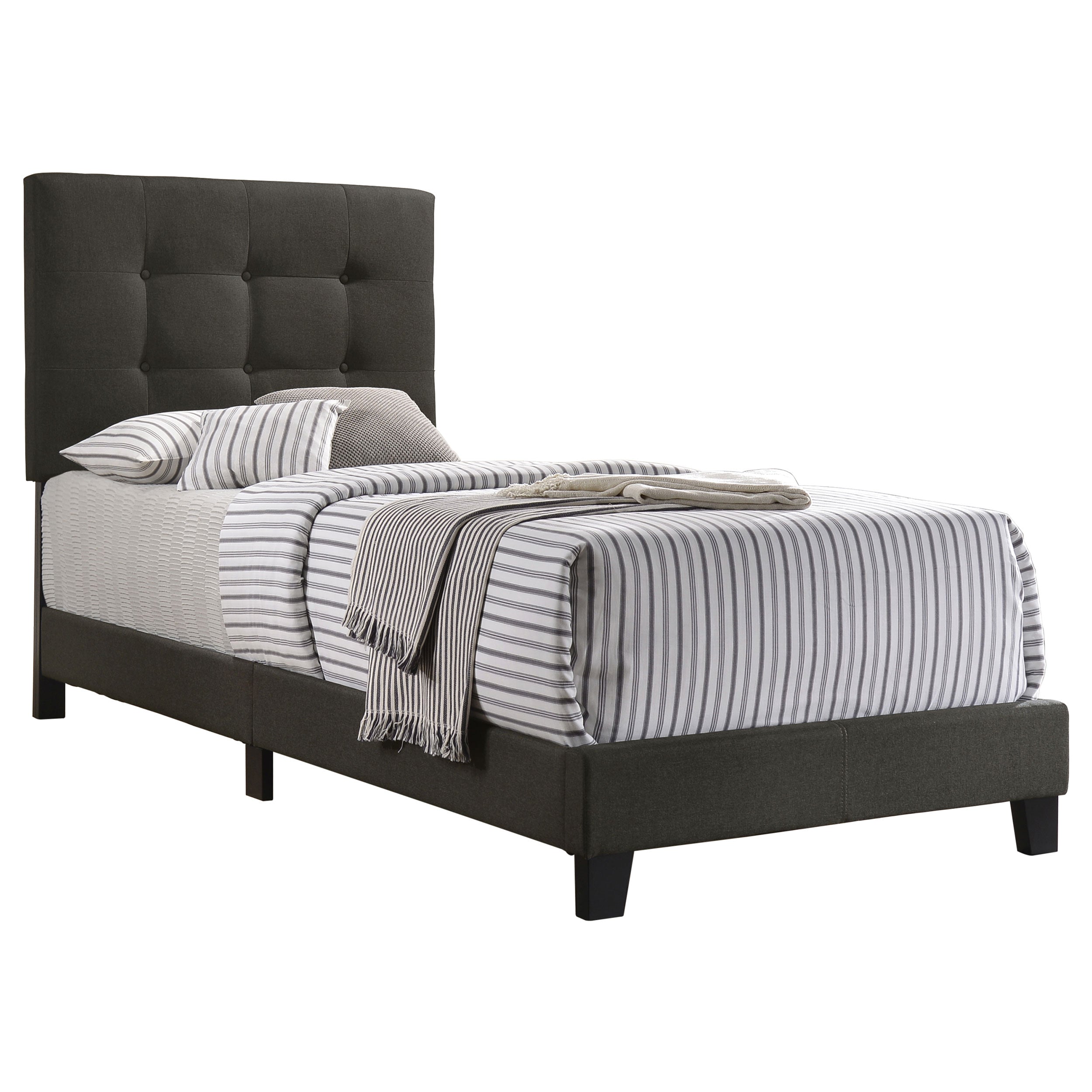 Mapes Upholstered Twin Panel Bed Charcoal-CoasterEveryday