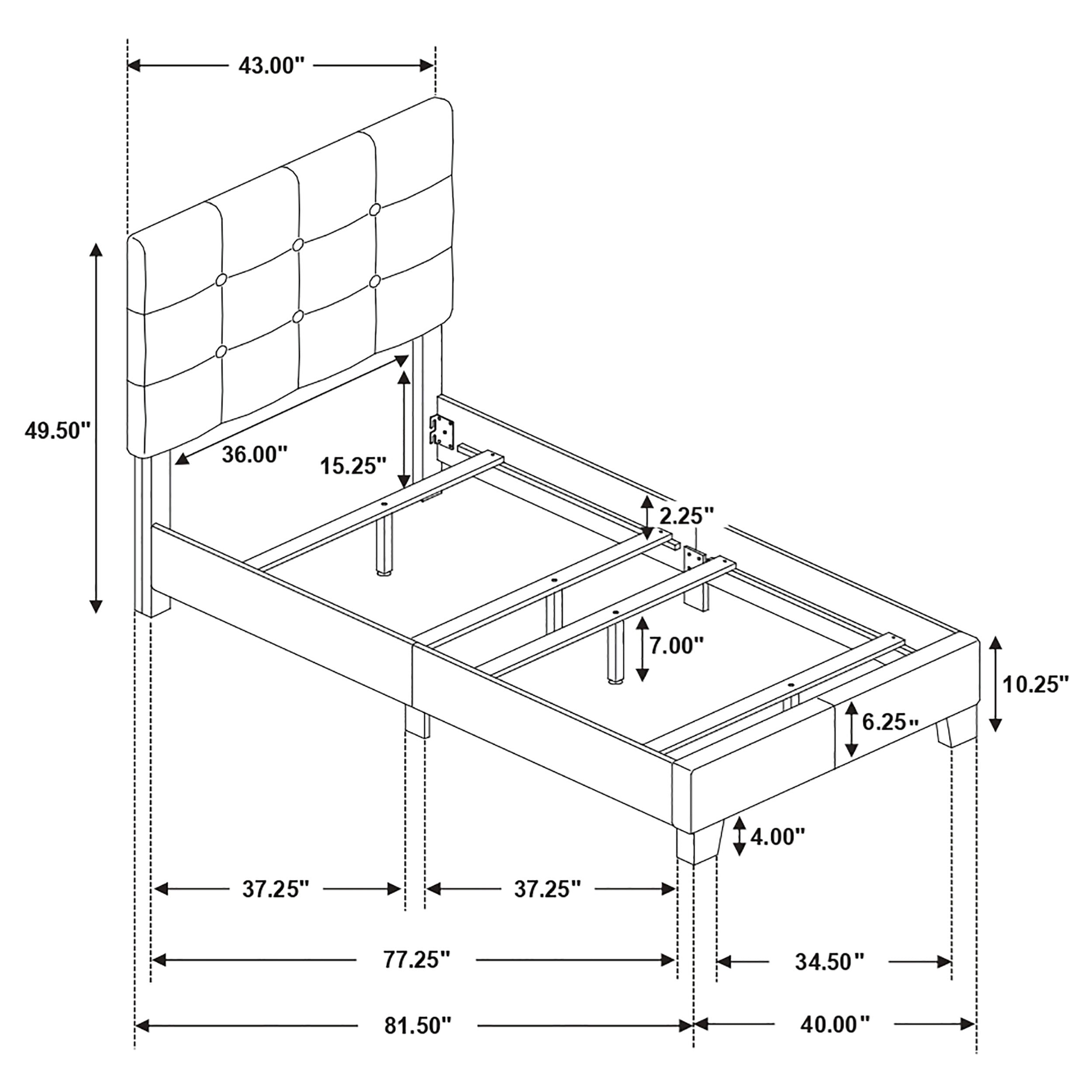 Mapes Upholstered Twin Panel Bed Charcoal-CoasterEveryday