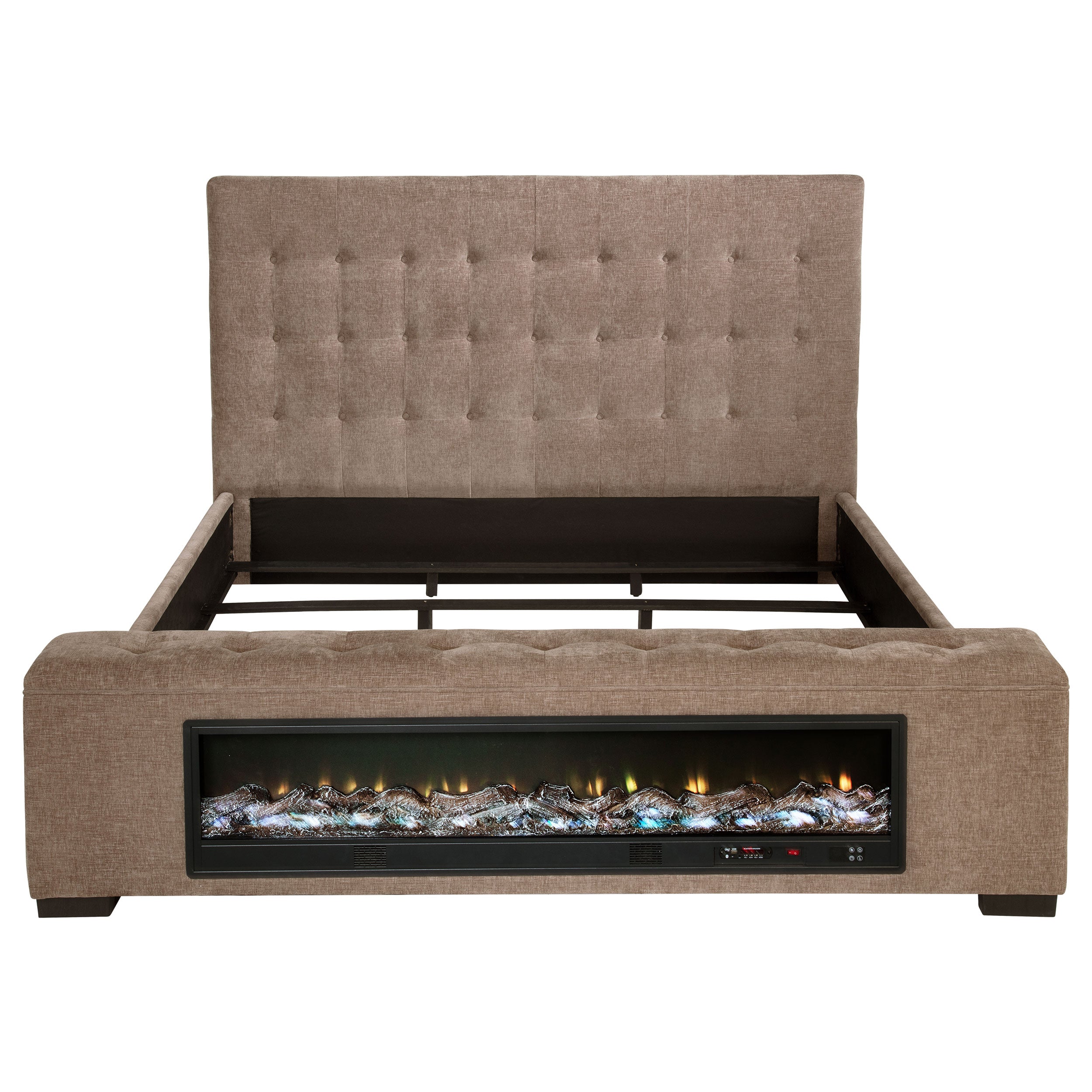 Senna Upholstered Queen Audio Flame Visualizer Bed Brown-