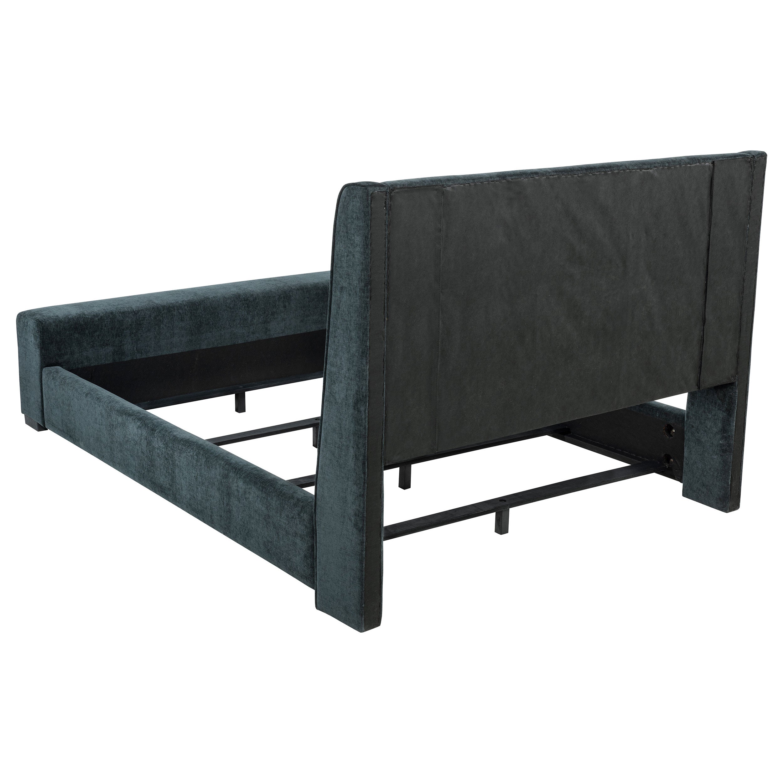 Preston Upholstered Queen Audio Flame Visualizer Bed Dark Blue-