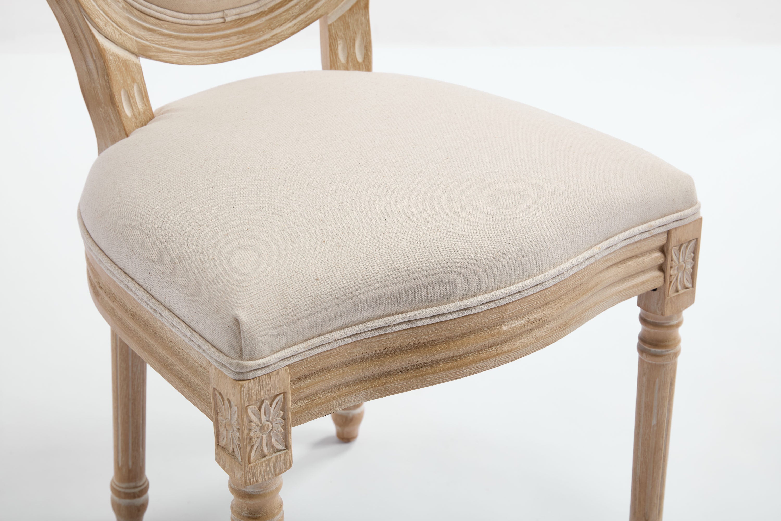 French Country Dining Chairs Set of 2 with Upholstered Round Back