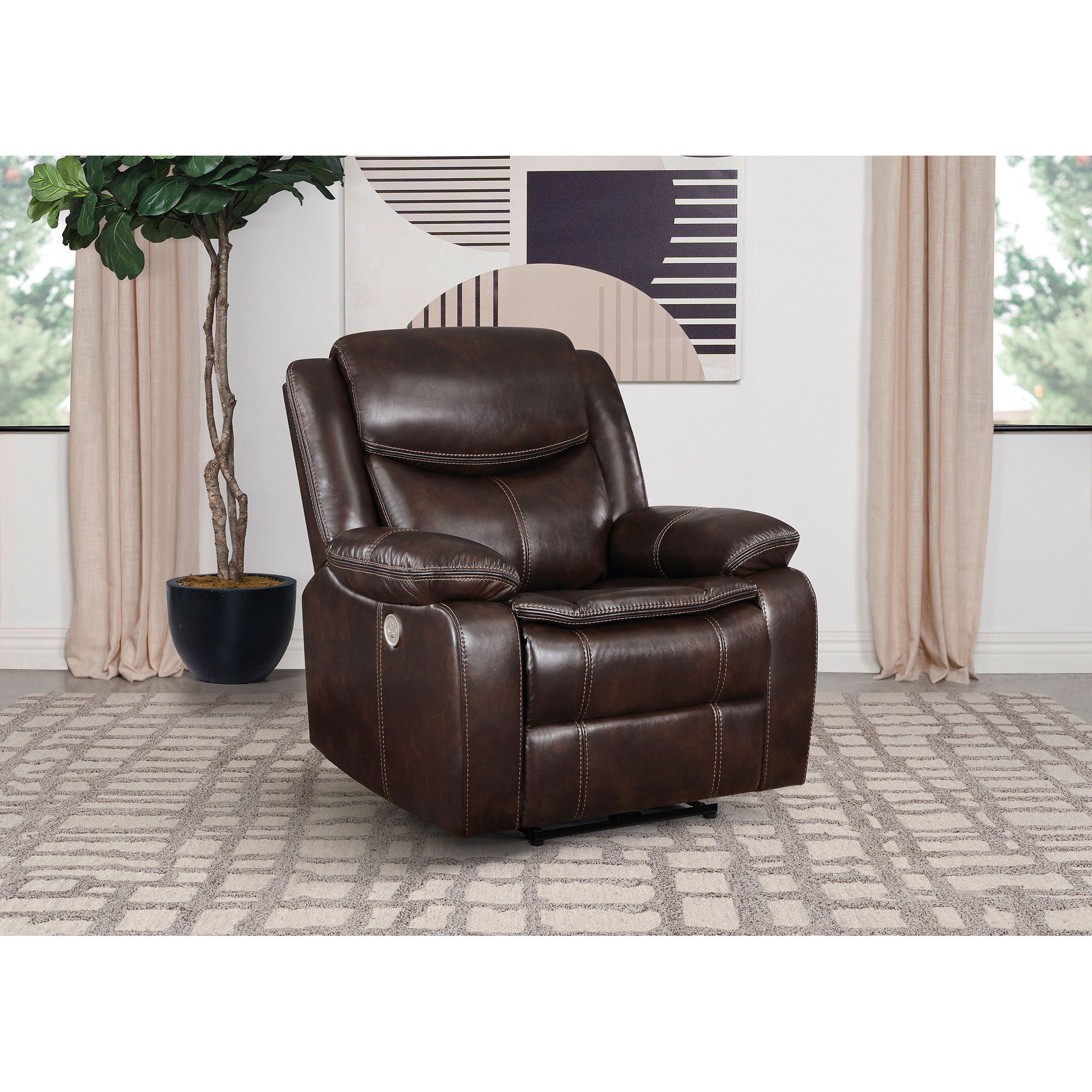 Salerno - Upholstered Power Recliner Chair With USB Charging - Dark Brown
