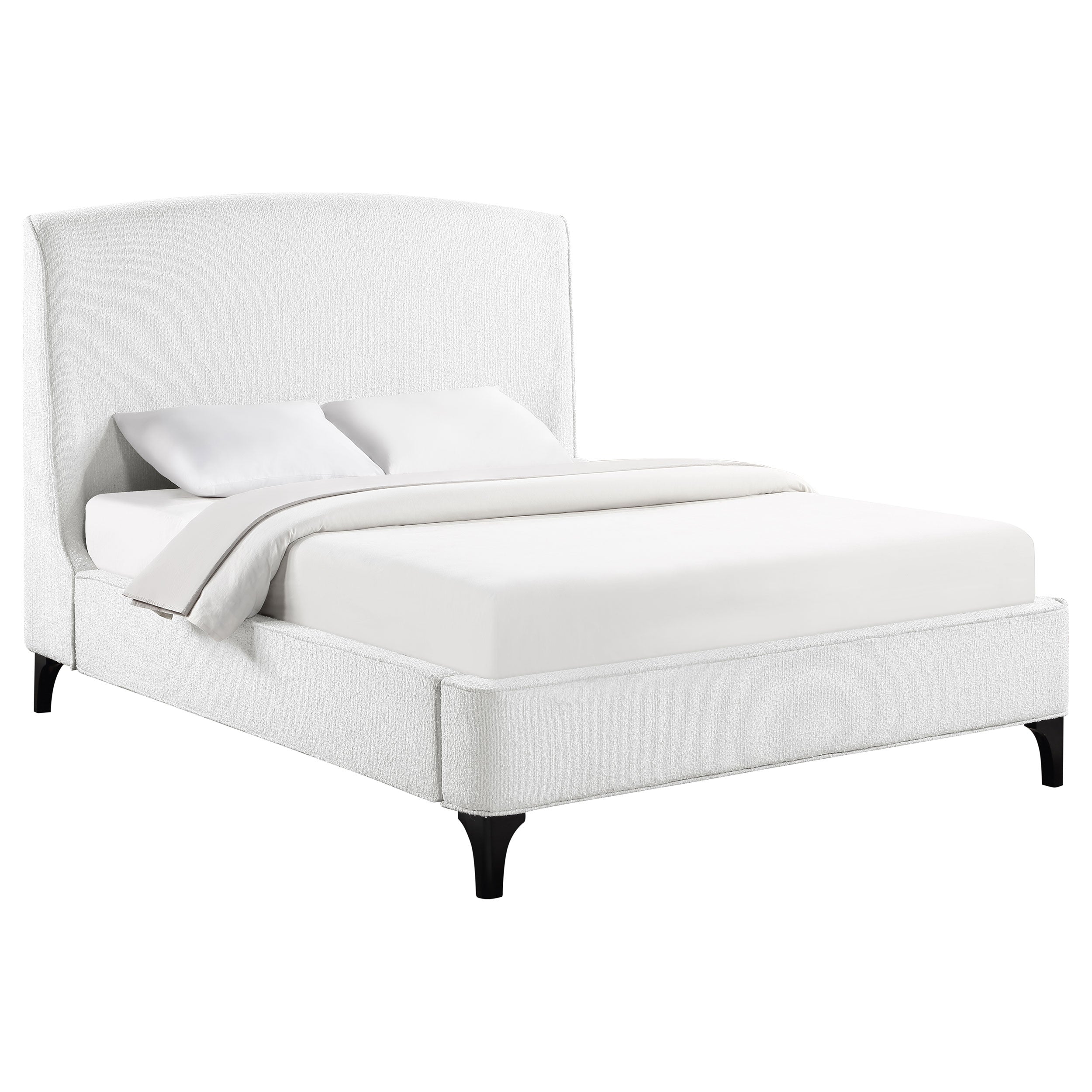 Mosby Upholstered Queen Wingback Bed Snow-