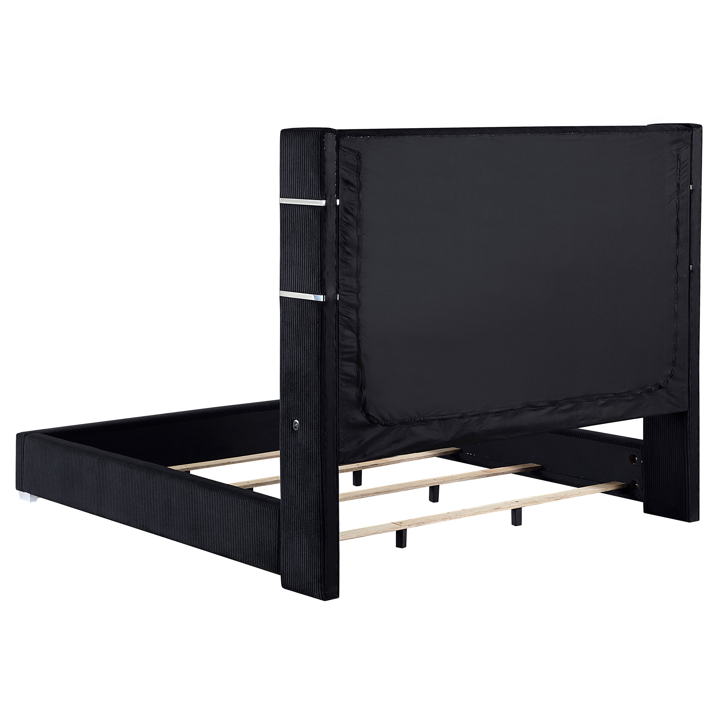 Tisdall Upholstered Eastern King Flame Visualizer Bed Black-