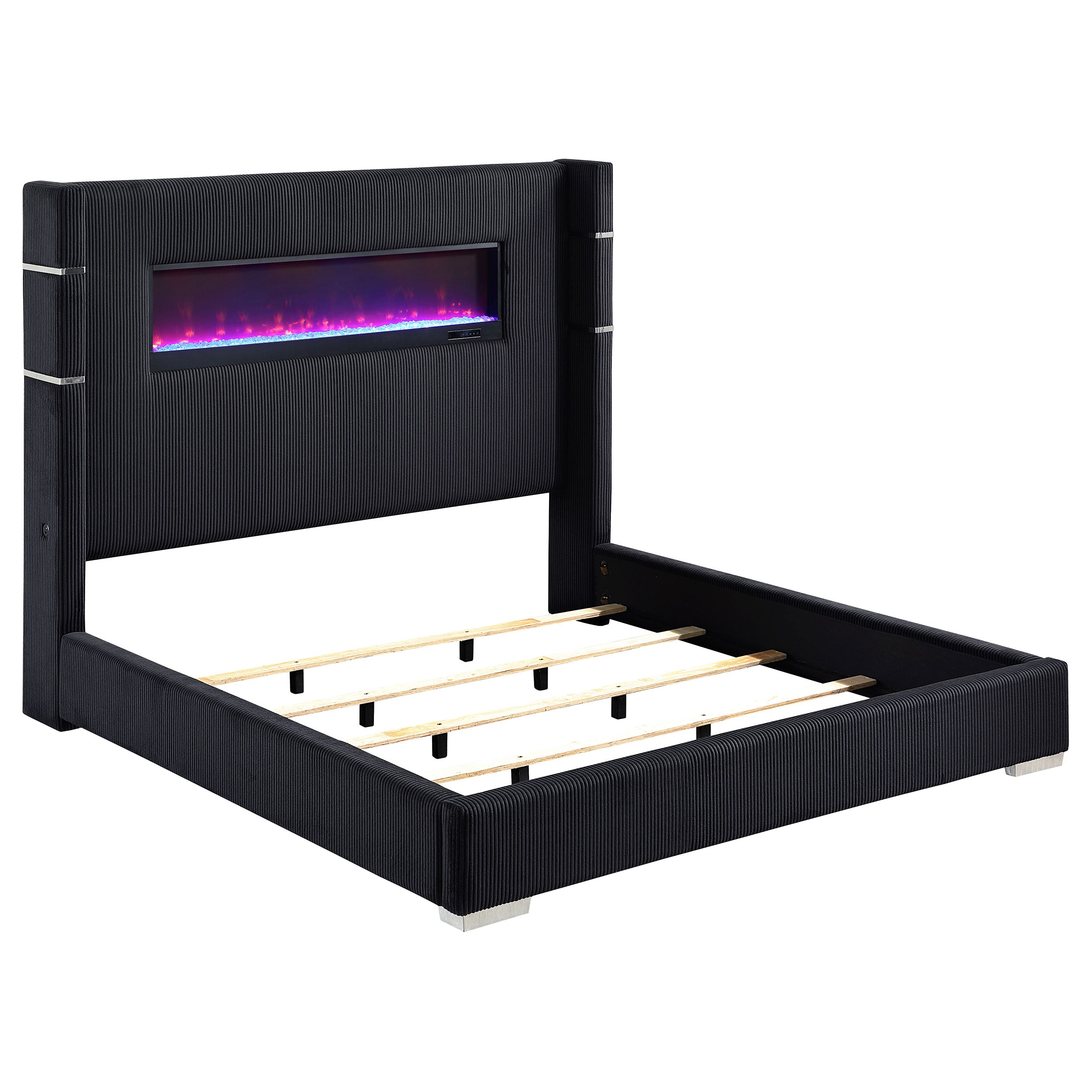 Tisdall Upholstered Cal King Flame Visualizer Bed Black-