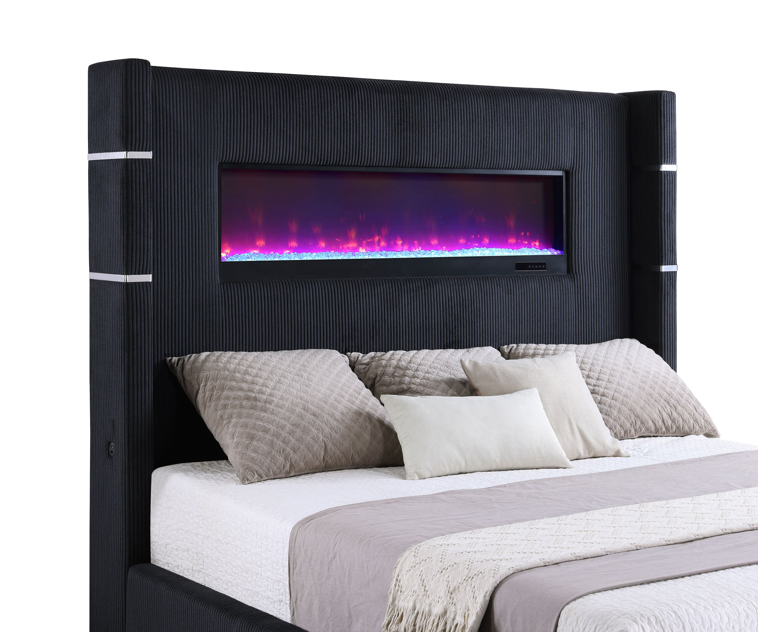 Tisdall Upholstered Cal King Flame Visualizer Bed Black-