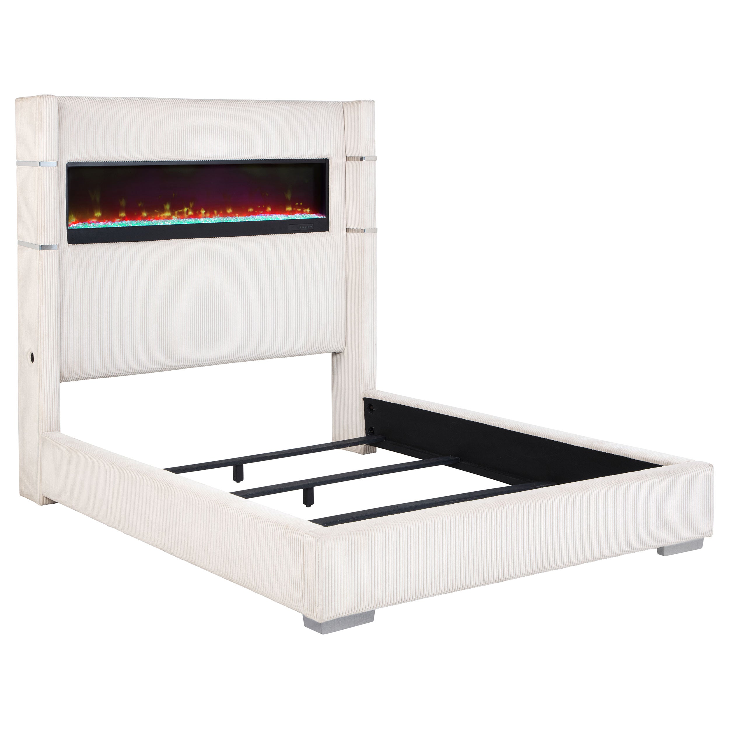 Tisdall Upholstered Cal King Flame Visualizer Bed Cream-