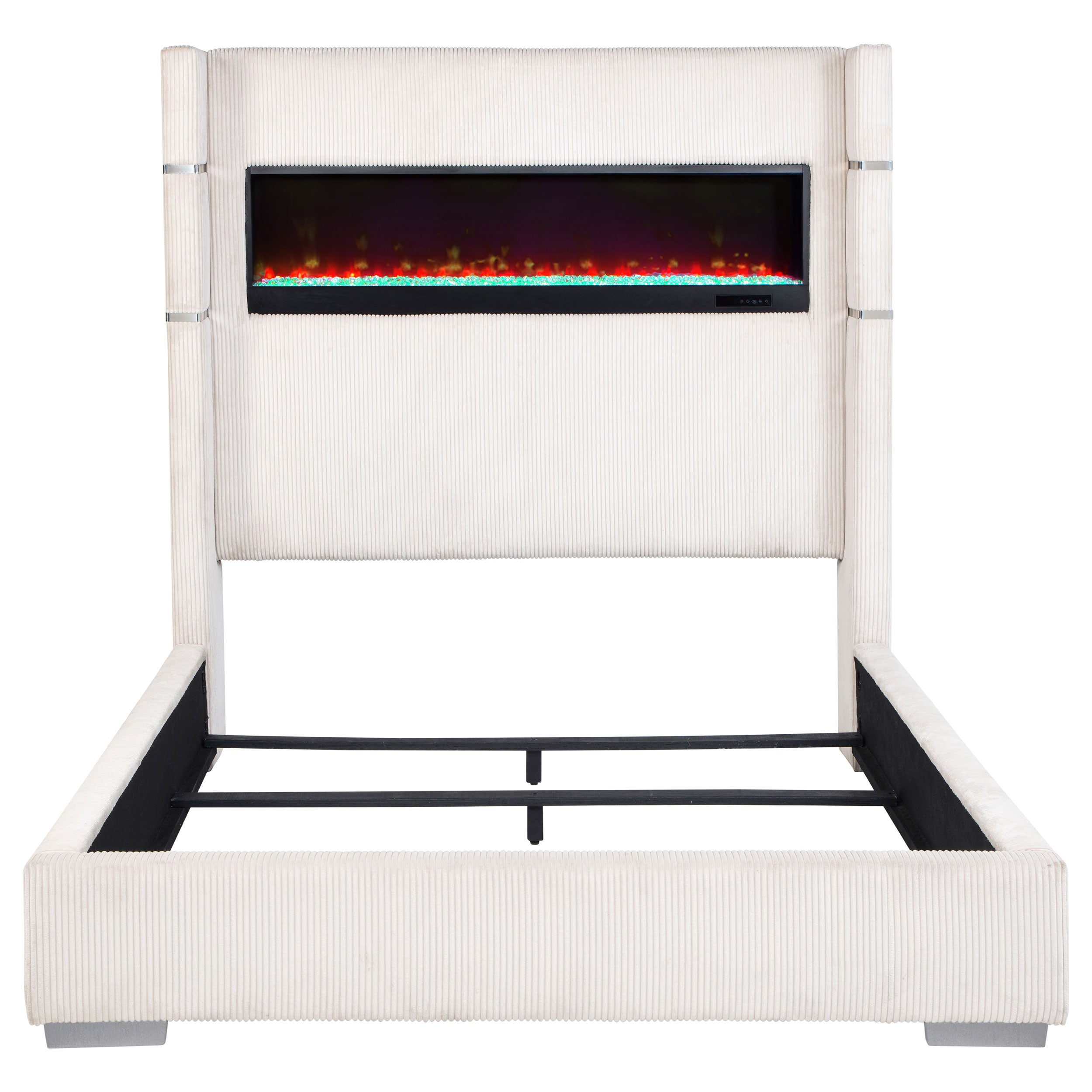 Tisdall Upholstered Cal King Flame Visualizer Bed Cream-