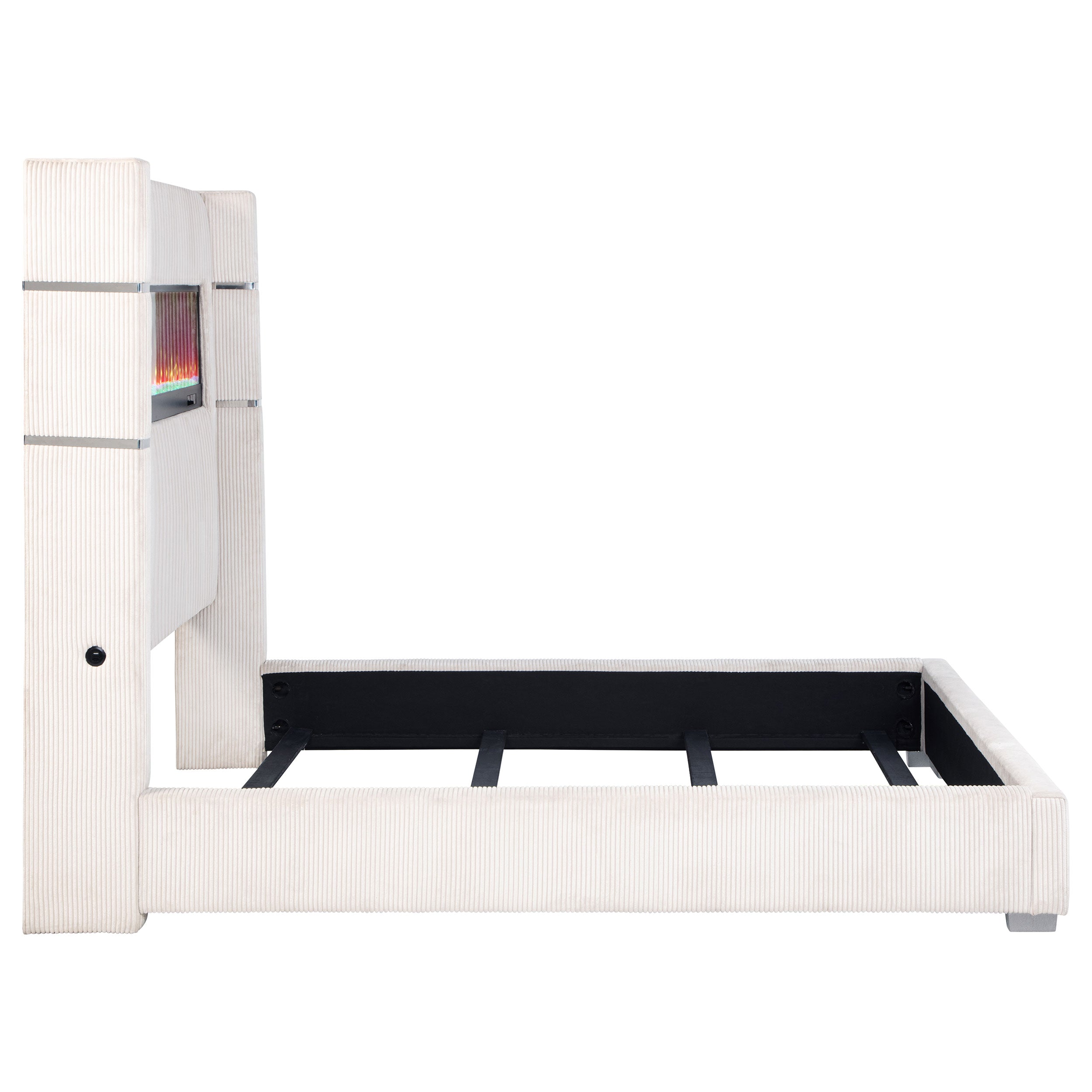 Tisdall Upholstered Cal King Flame Visualizer Bed Cream-