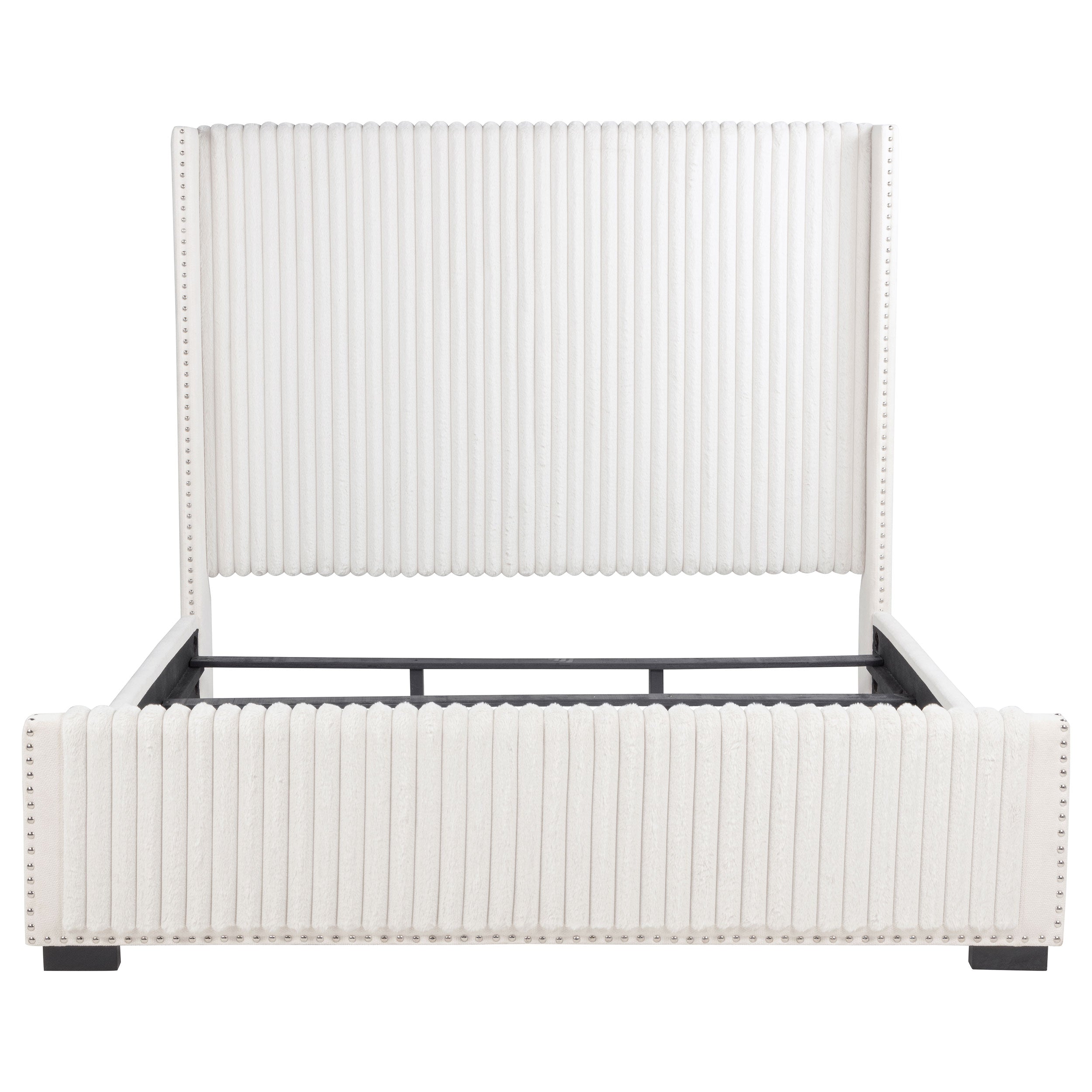 Natasha 65-inch Upholstered Eastern King Wingback Bed Cream-