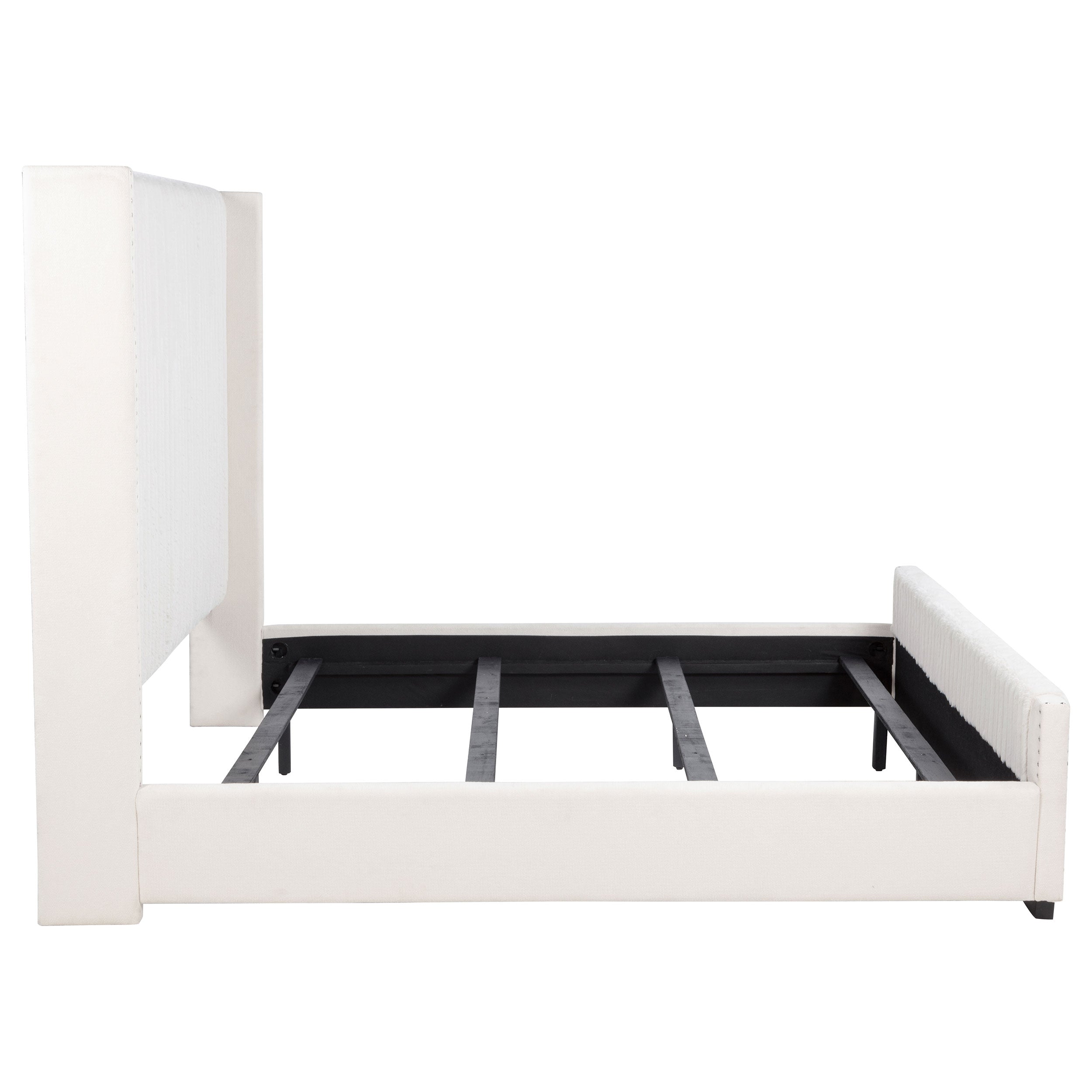 Natasha 65-inch Upholstered Eastern King Wingback Bed Cream-