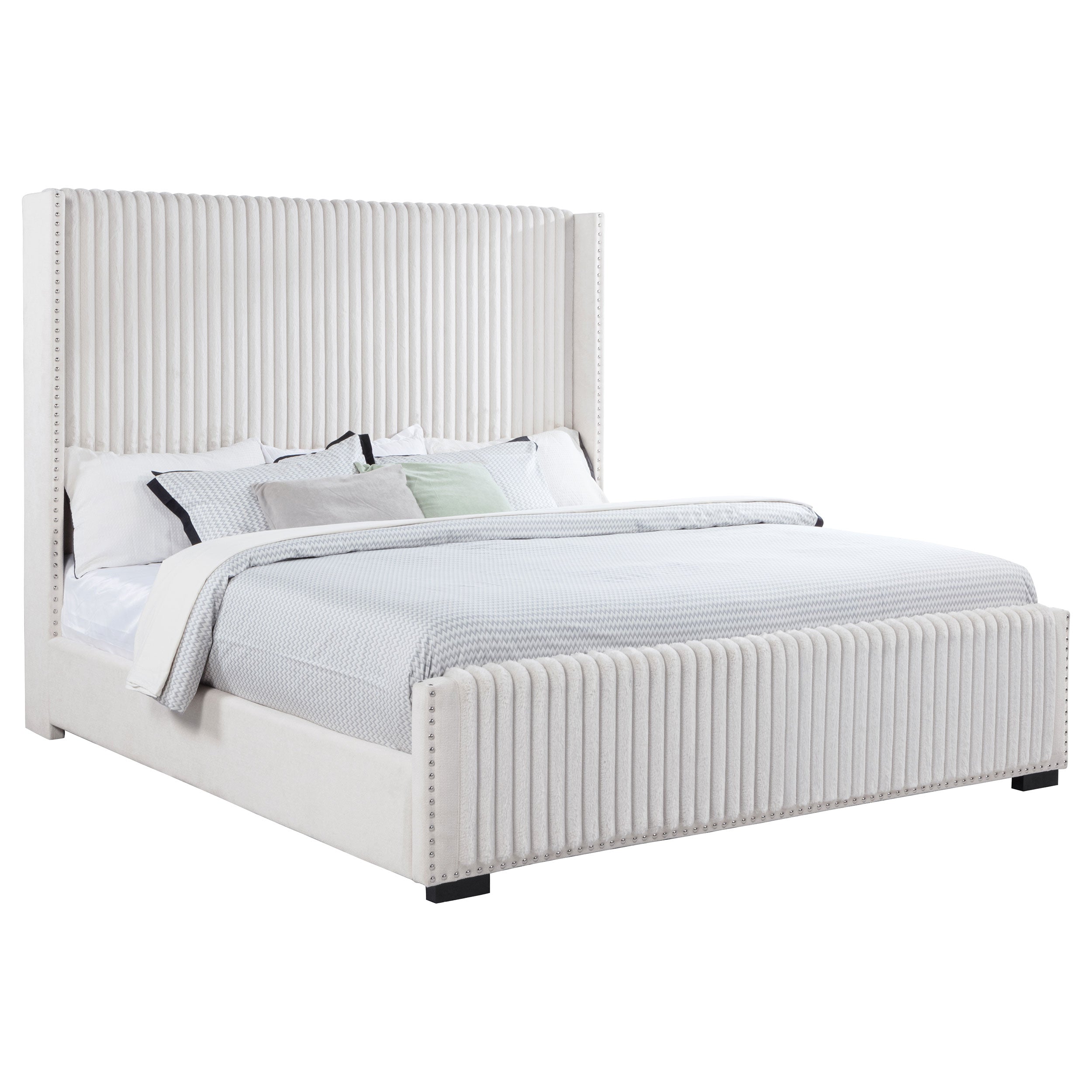 Natasha 65-inch Upholstered California King Bed Cream-