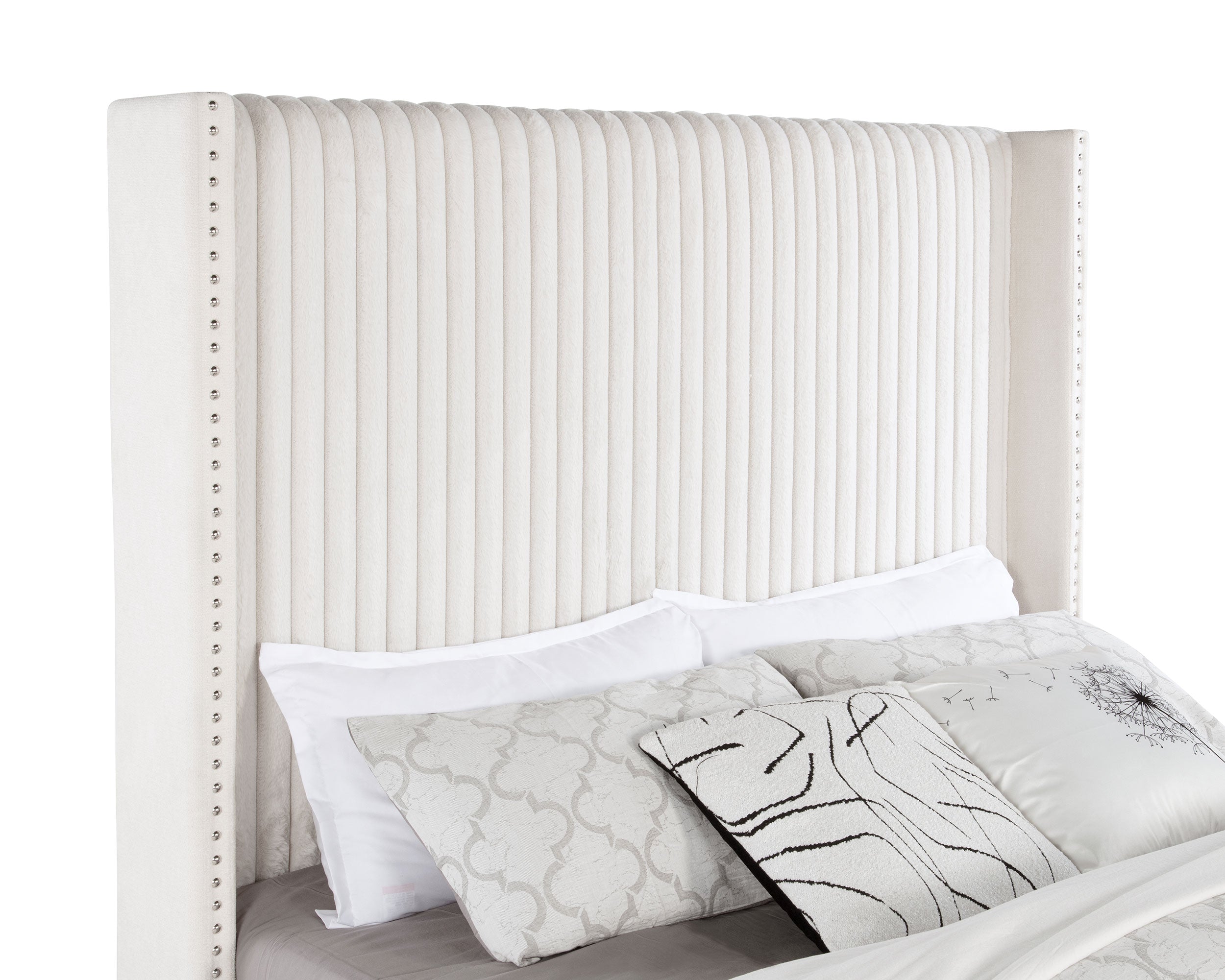Natasha 65-inch Upholstered California King Bed Cream-
