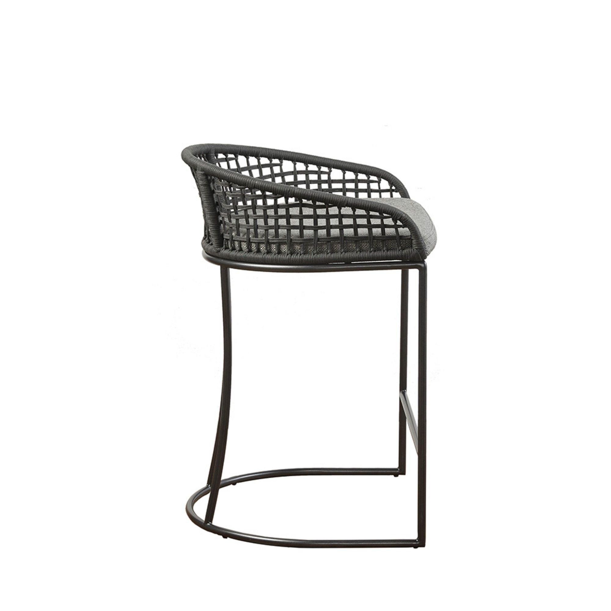 Coastal Woven Counter Stool With Upholstered Seat