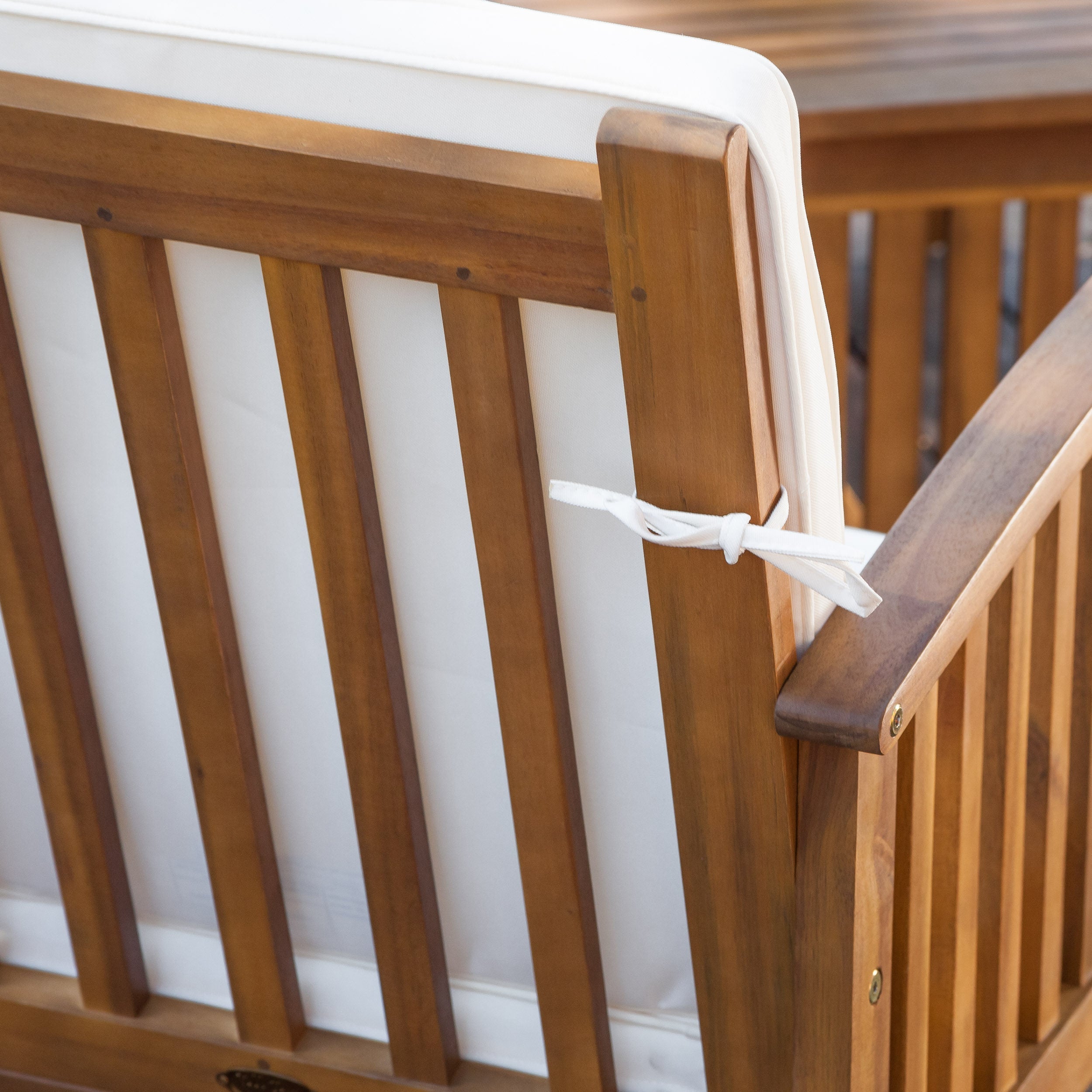 Acacia Wood Outdoor Chat Set with Water-Resistant Cushions in Brown, 4PC