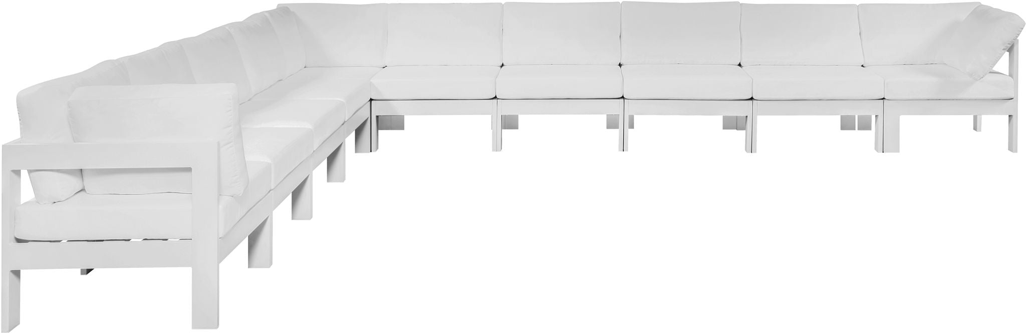 Nizuc - Outdoor Patio 10 Piece Modular Sectional With White Frame