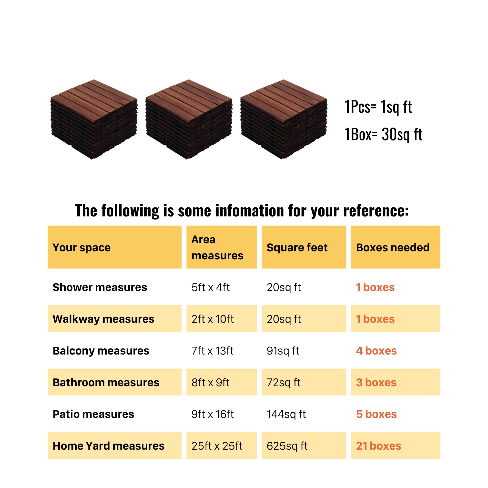 Interlocking Deck Tiles Striped Pattern, Waterproof Anti Mildew Brown
