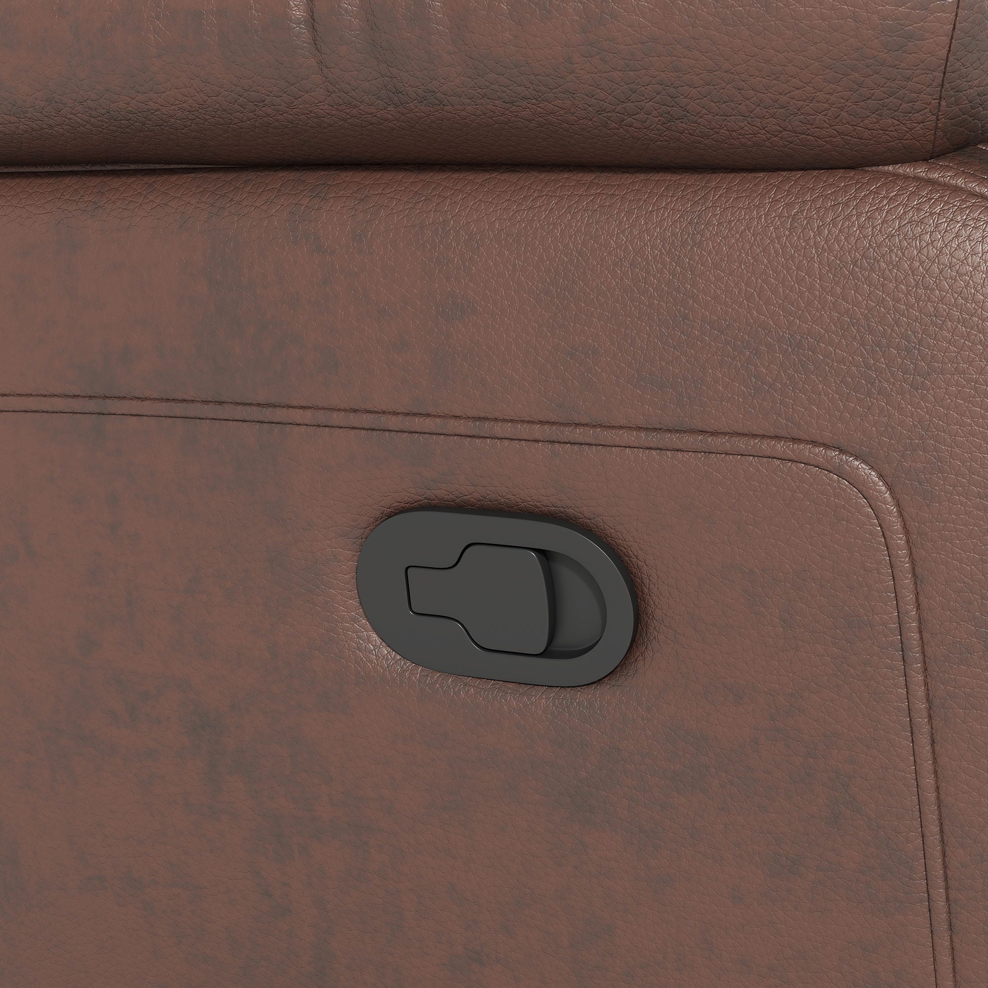 Genuine Leather Non Power Reclining Sofa With Drop Down Table, Stainless Steel Cupholders And Magazine Bag